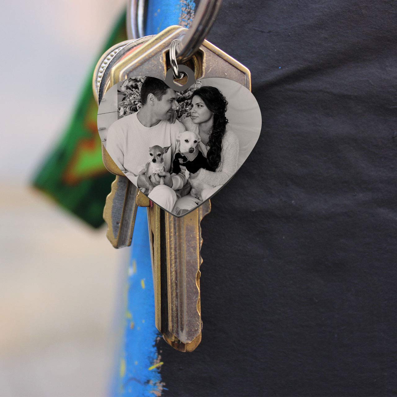 Personalized Engraved Stainless Steel Heart Keychain - Custom Photo & Text Love Pendant for Couples - Valentine's Anniversary Birthday Gift - Perfect for Keys, Purses & Special Occasions