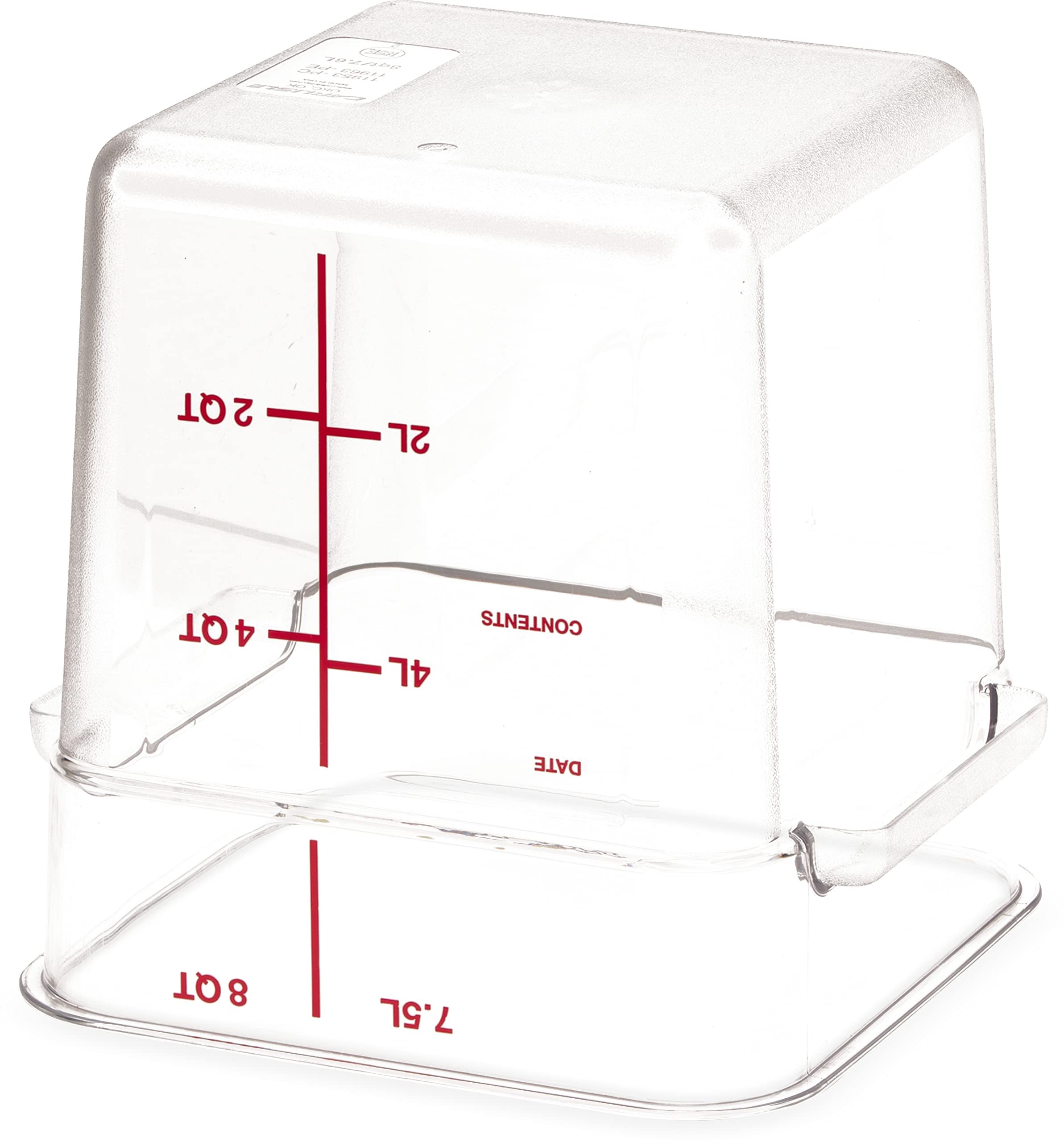 Stackable 8-Quart Clear Polycarbonate (PC) Square Food Storage Container by Carlisle FoodService - Ideal for Catering, Buffets, Restaurants & Commercial Kitchens - Durable, BPA-Free & Dishwasher Safe