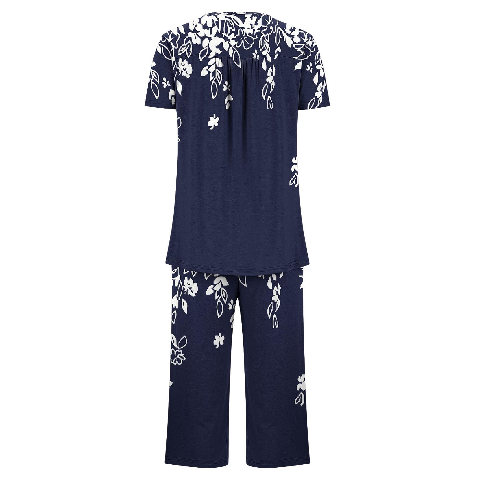 Floral Print Women's Capris Pajama Set - Lounge & Sleepwear for Comfort