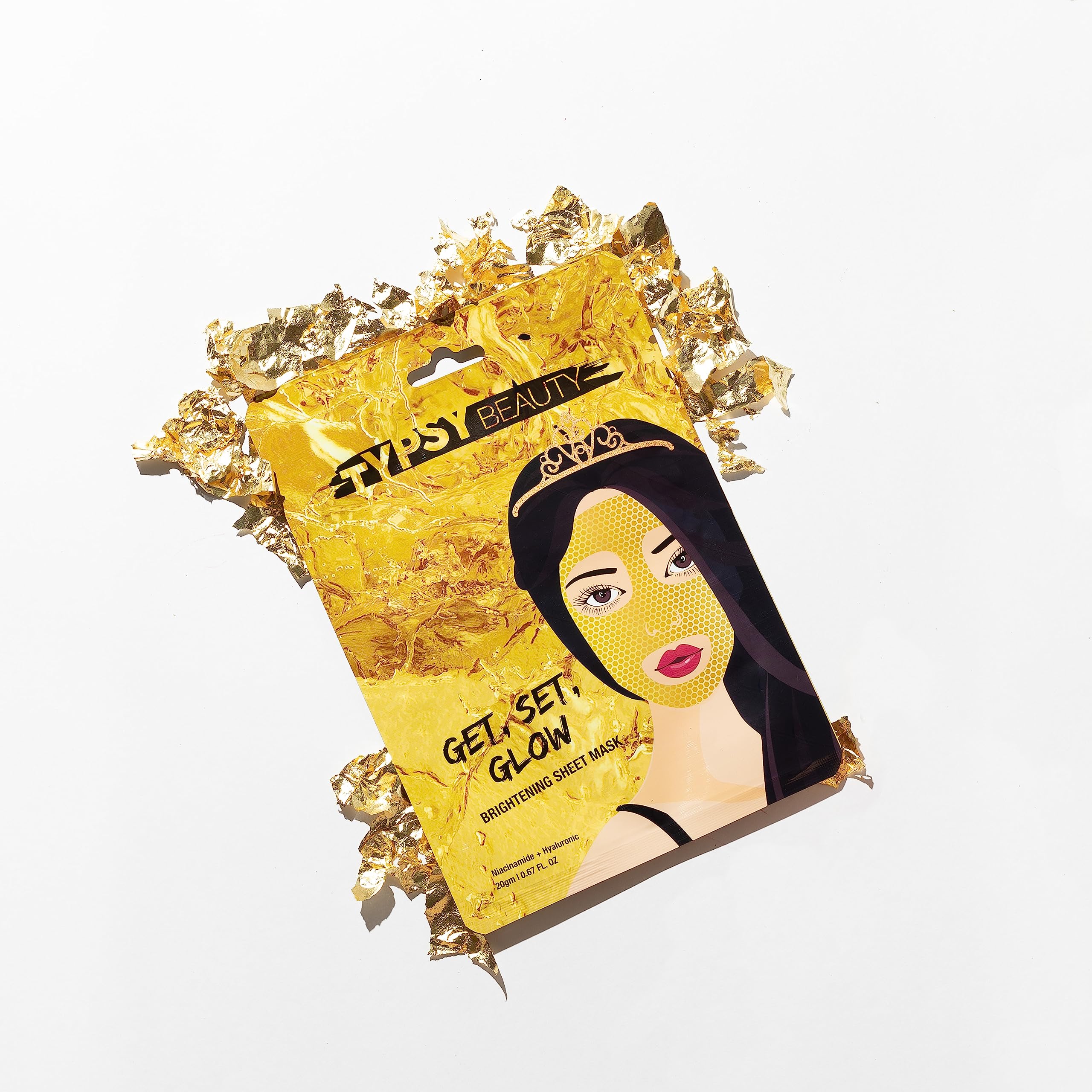 Typsy Beauty Get Set Glow Brightening Sheet Mask - Hydrating & Illuminating Facial Mask for Radiant Skin | Perfect for Daily Skincare Routine & Spa Night
