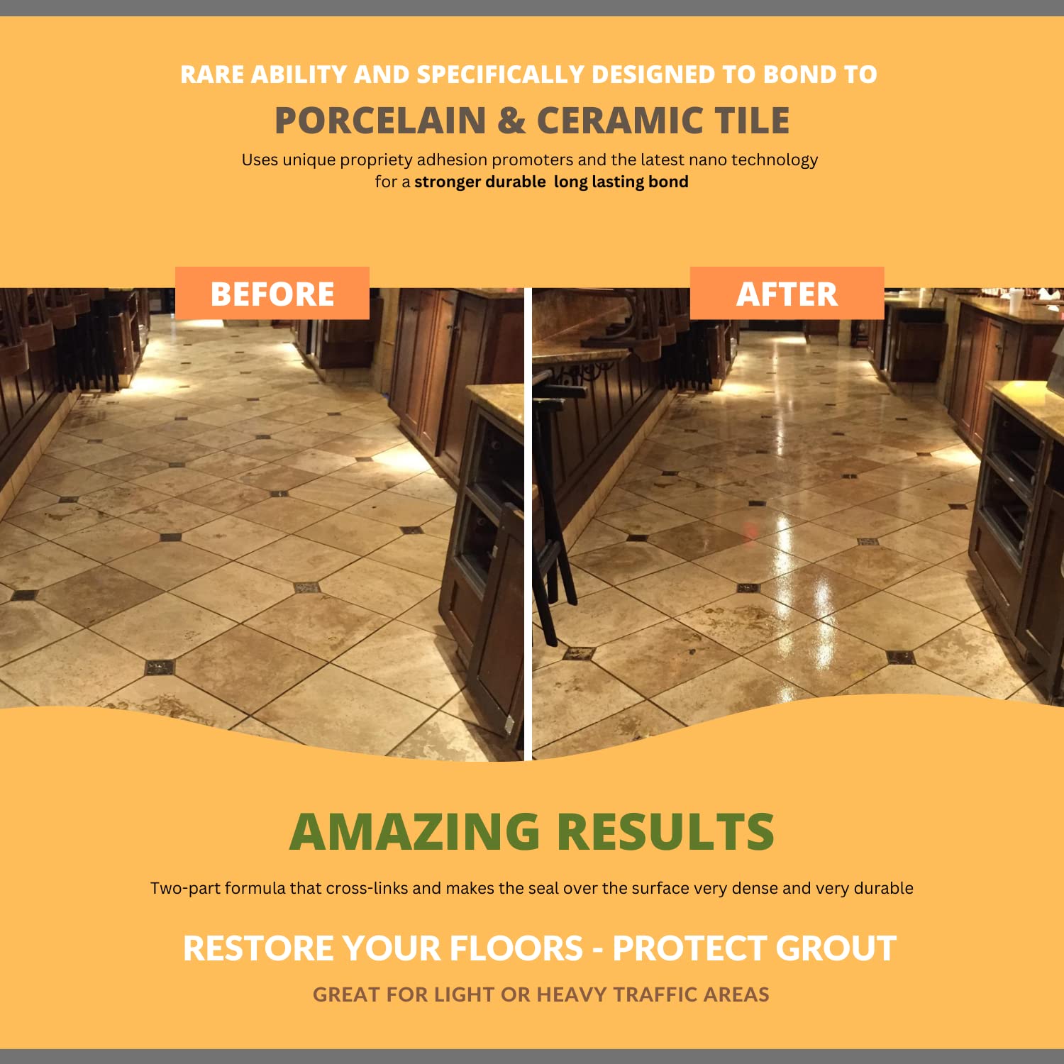 GlazeGuard Matte Natural Look Ceramic & Porcelain Tile Grout Sealer - Flat Finish Waterproof Protective Coating - 2 Part Kit (0.75 Gal) for Bathroom, Kitchen & Shower Tile Maintenance