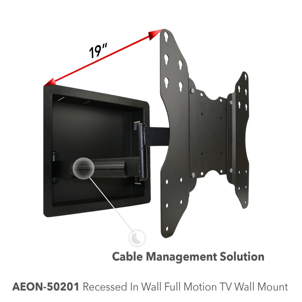 Zero Clearance In-Wall Recessed Full Motion TV Mount for 32-55 Inch LCD/LED/Plasma TVs - Extends 19 Inches - Perfect for Living Rooms, Bedrooms & Home Theaters
