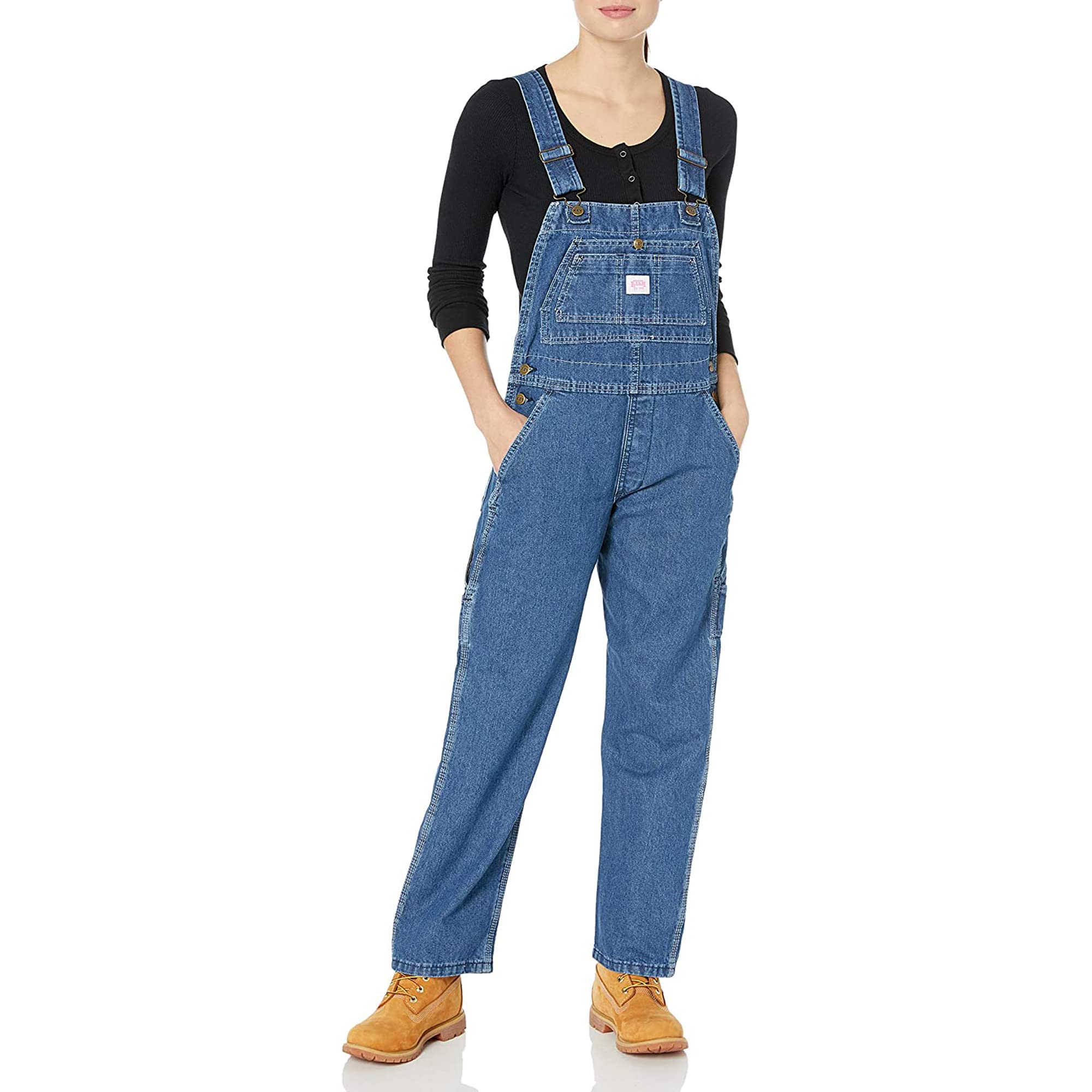 Key Apparel Women's Enzyme Washed Denim Bib Overalls - Vintage Style Denim Jumpsuit for Casual Wear, Farm Work & Outdoor Activities | Comfortable Stretch Fit for Everyday Fashion