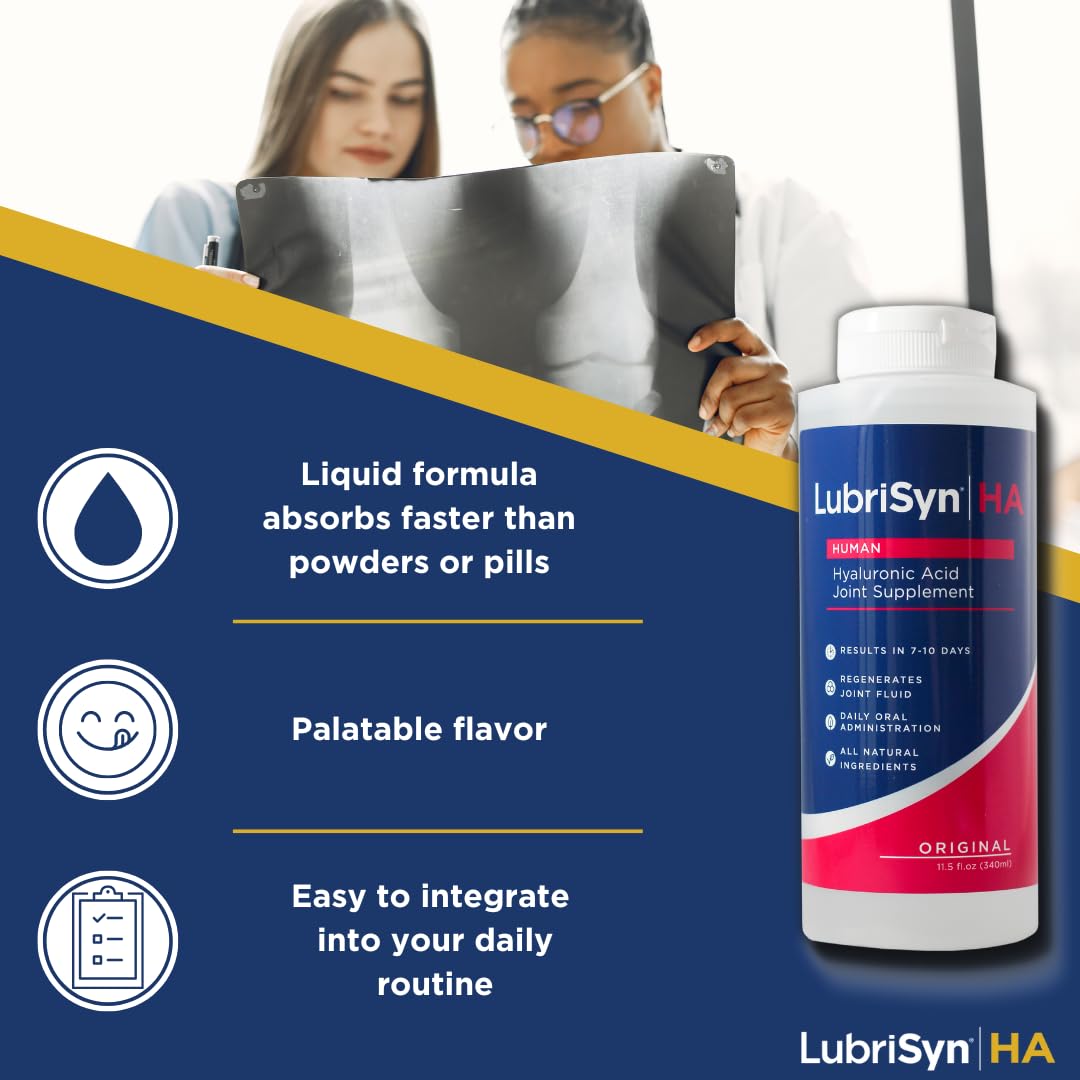 LubriSynHA Human Joint Supplement - All-Natural High-Molecular Weight Hyaluronic Acid for Joint Support | Vegan, Made in USA | Promotes Healthy Joint Function for Men & Women | Ideal for Active Lifestyles, Sports & Daily Mobility