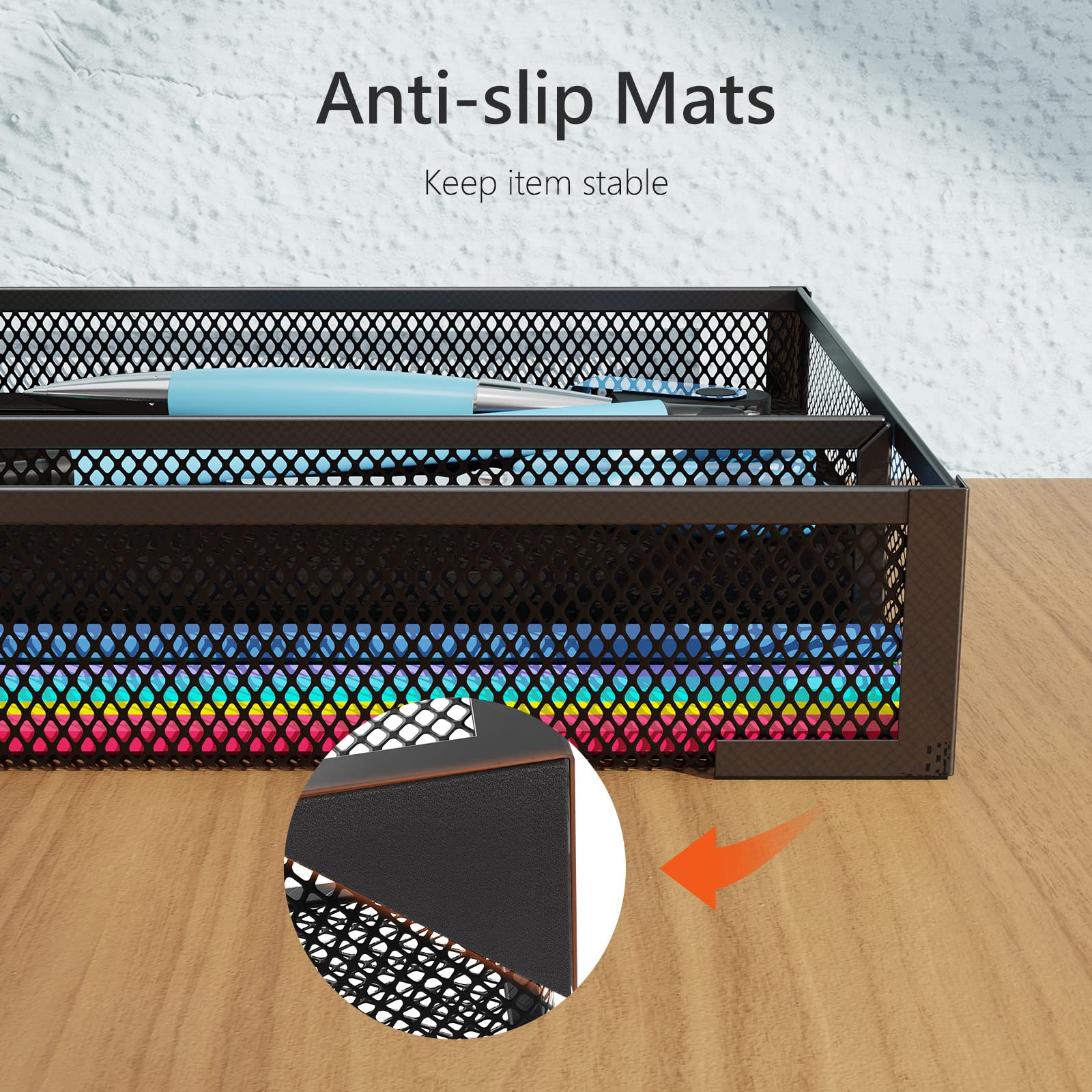 Desk Drawer Organizer with 5 Dividers - Office Supplies Storage Tray for Pens, Pencils & Small Items - Perfect for Office, Bathroom, Kitchen & Makeup Vanity Organization