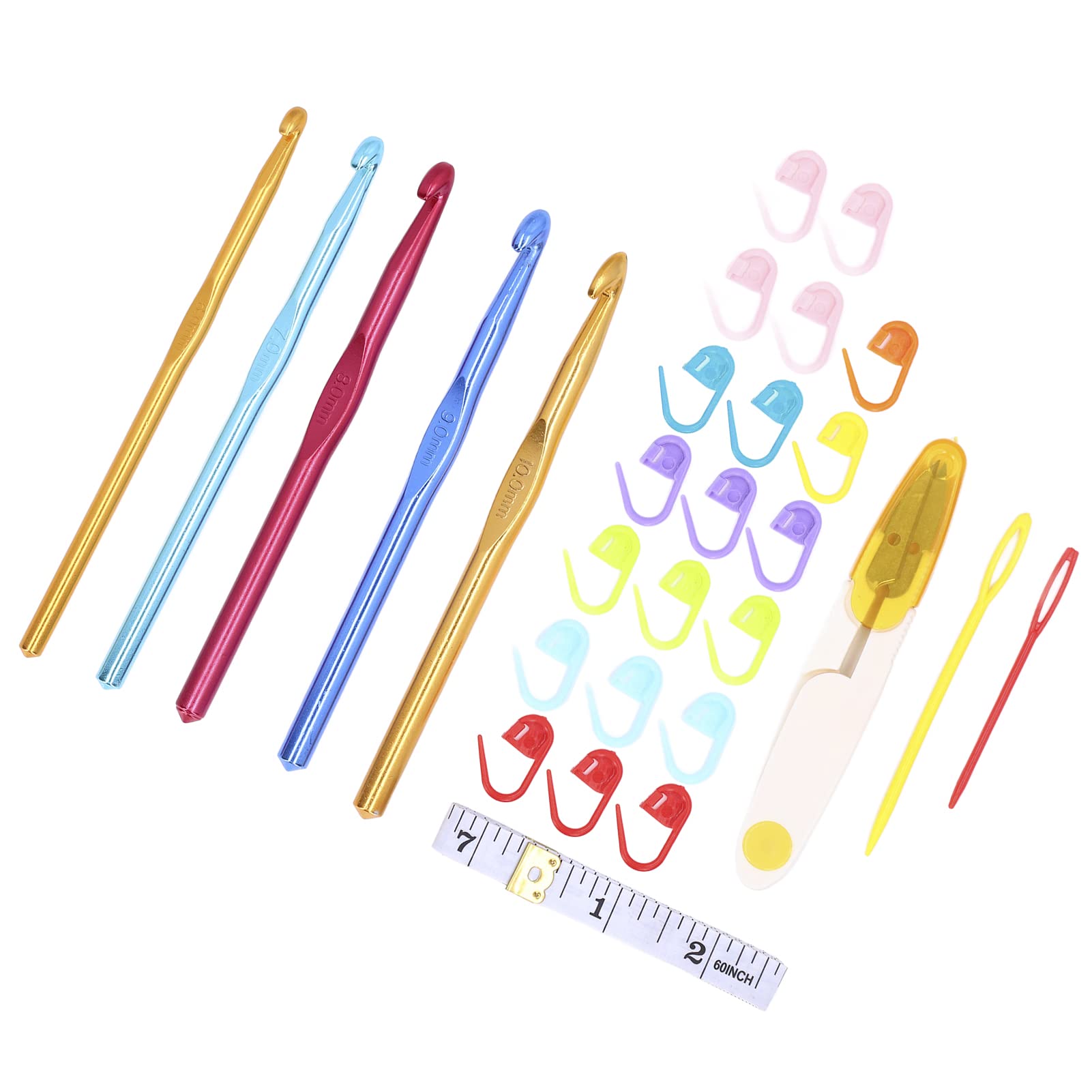 Jazar Crochet Needle Set - 12 Colorful Crochet Hooks for Hats, Scarves, Blankets & DIY Crafts - Perfect for Knitting, Crocheting & Handmade Gifts