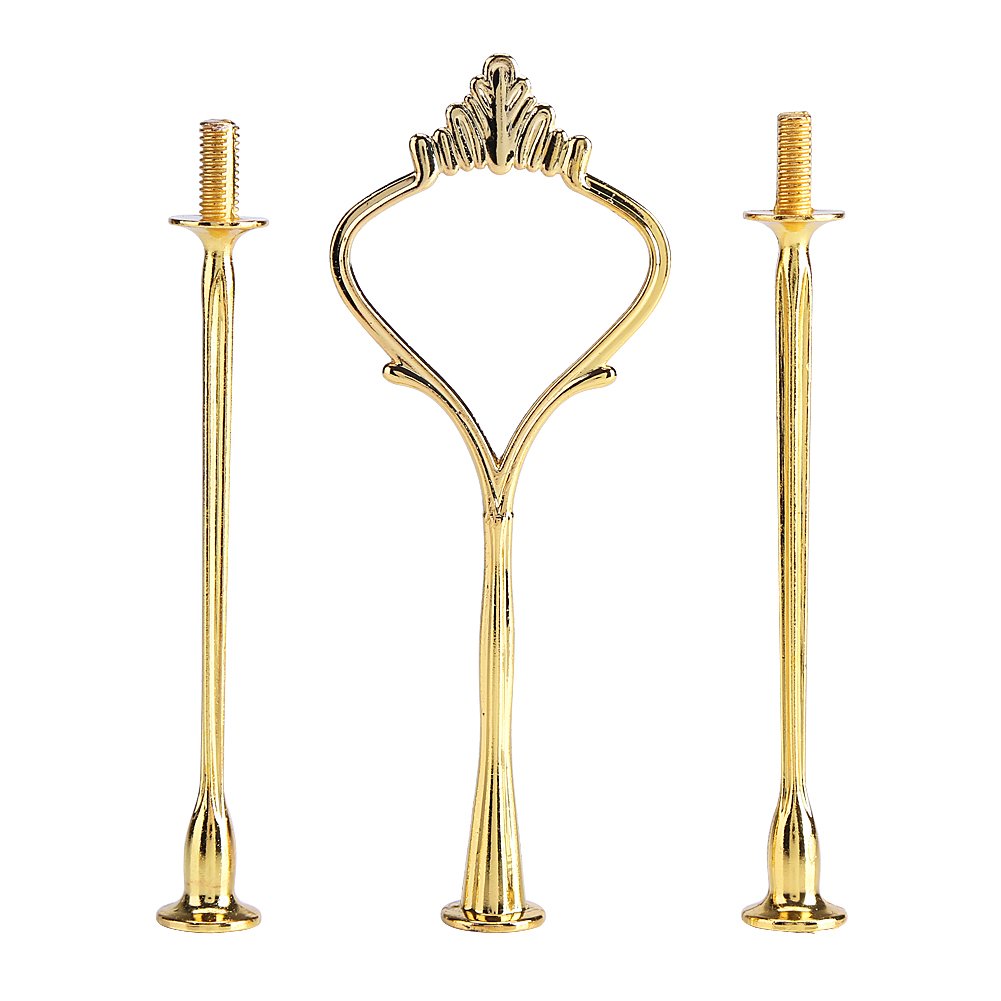 Gold Cake Plate Stand Handle - 3-Tier Cake & Fruit Display Rack with Durable Holder - Perfect for Wedding, Birthday, Dessert Tables & Buffet Serving Accessories