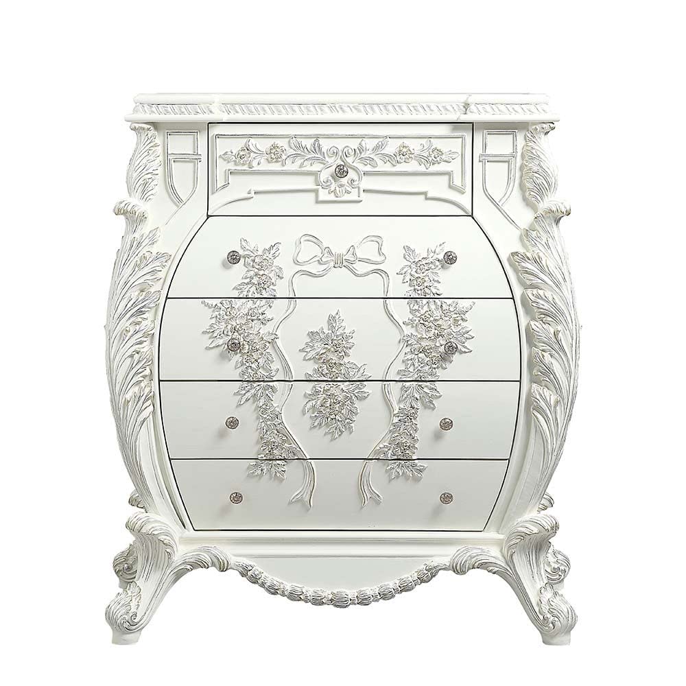 Acme Furniture 5-Drawer Wooden Dresser Chest in Antique White Finish - Perfect for Bedroom Storage & Closet Organization