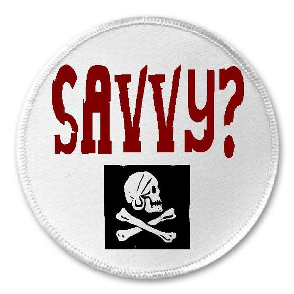 Savvy Pirate - 3 Inch Sew On or Iron On Embroidered Patch with Pirate Ship and Skull Crossbones Design for Jackets, Hats, Bags - Perfect for Costumes, DIY Crafts, and Accessories