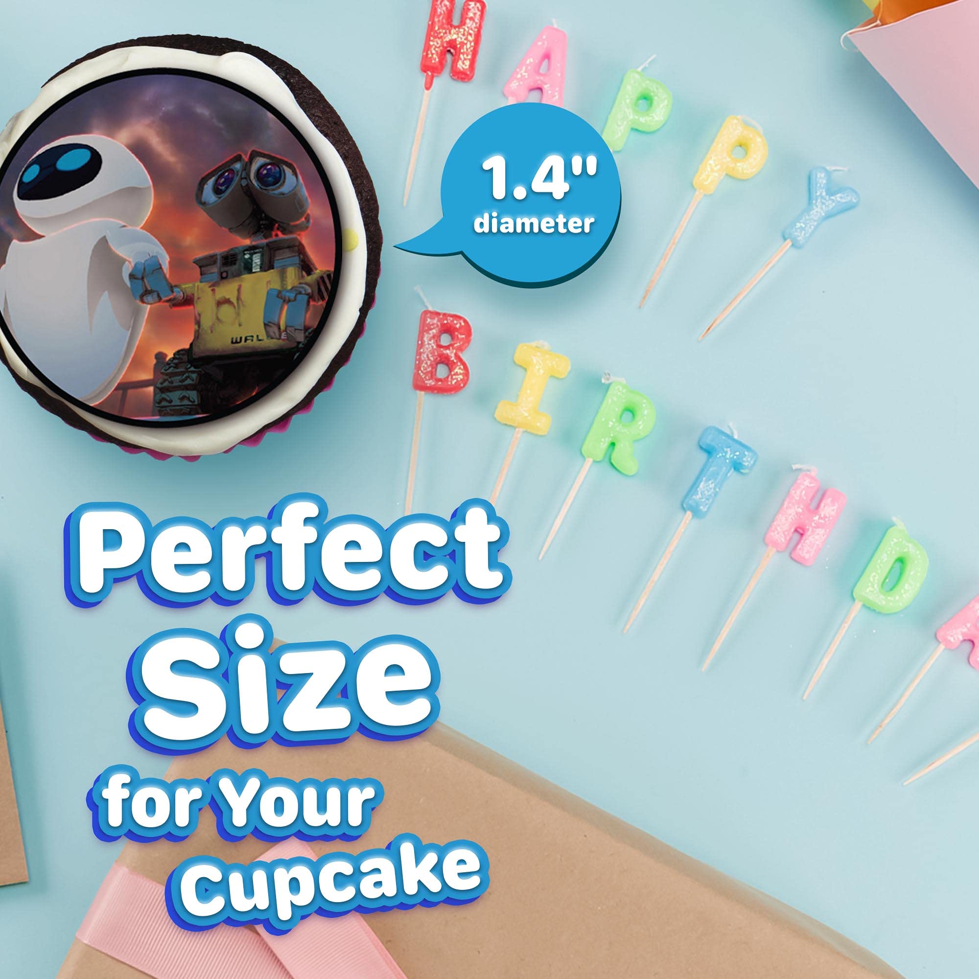 30 Edible Futuristic Robot Cupcake Toppers | Uncut Wafer Sheet Cake Decorations for Birthday Parties, Baby Showers & Special Events