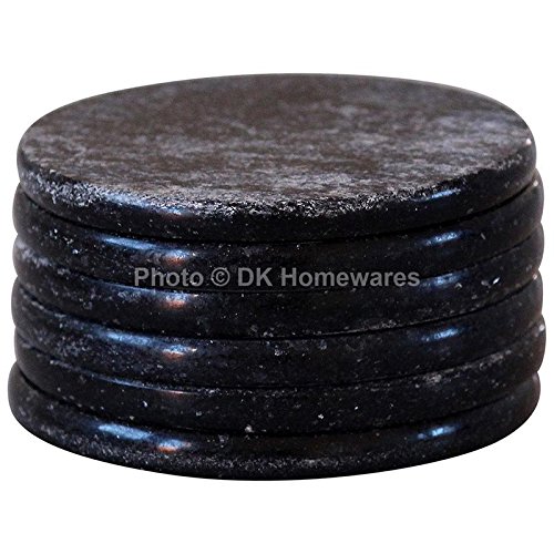 Black Marble Tea Coaster Set - Indian Polished Stone for Coffee Table & Bar