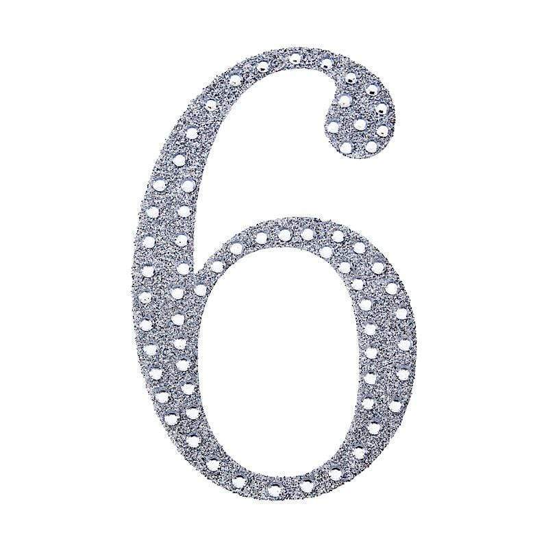 4 Inch Tall Self-Adhesive Rhinestone Number Stickers - Silver | Perfect for DIY Crafts, Scrapbooking, and Nail Art Decoration