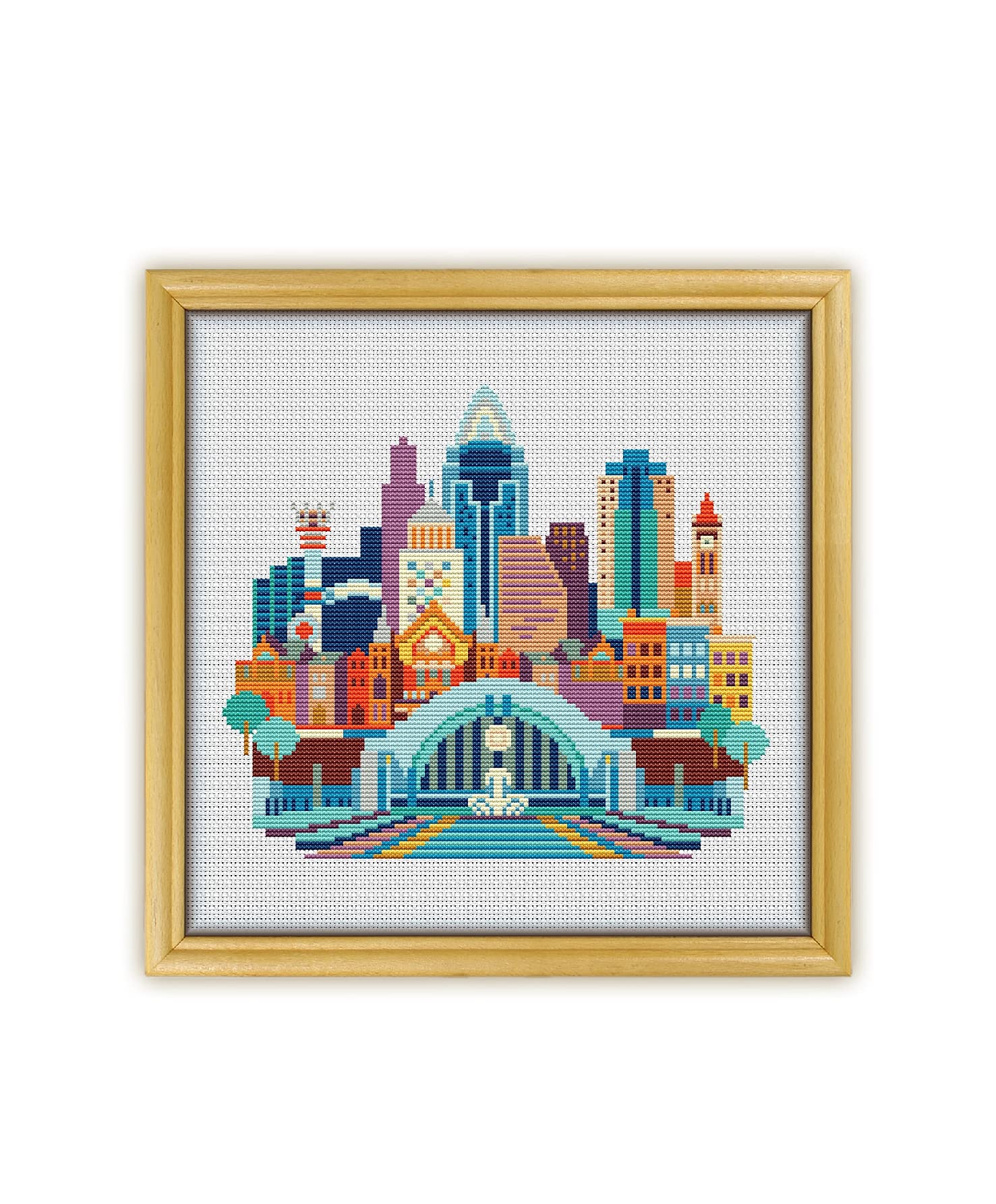 Cincinnati K329 Counted Cross Stitch Kit #2 - Complete Embroidery Set with Threads, Needles, Fabric, Clippers & Needle Threader - Printed Pattern Included - Perfect for DIY Home Decor & Gift Making