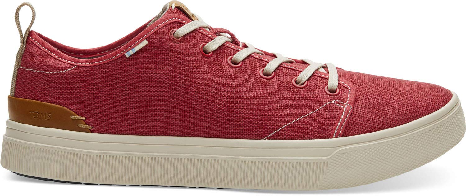 TOMS Men's Travel Lite Low Lace-Up Sneakers - Lightweight Casual Walking Shoes for Men in Red | Perfect for Travel, Work & Everyday Wear