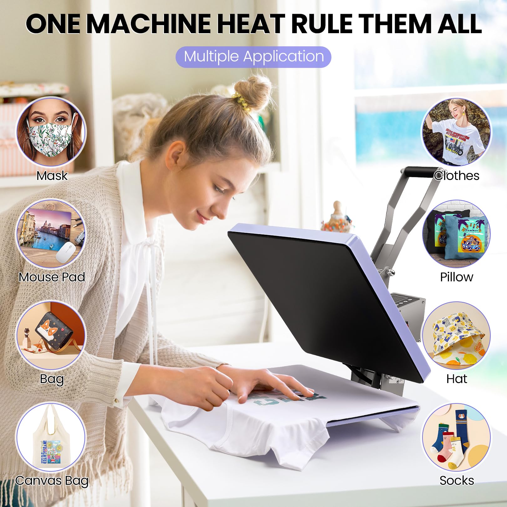 15x15 Inch Digital Clamshell Heat Press Machine - Industrial Grade Sublimation Transfer Printer with Slide Out Tray for T-Shirts, Bags, Pillows & Plates | Perfect for DIY Crafts, Custom Apparel & Small Business Printing