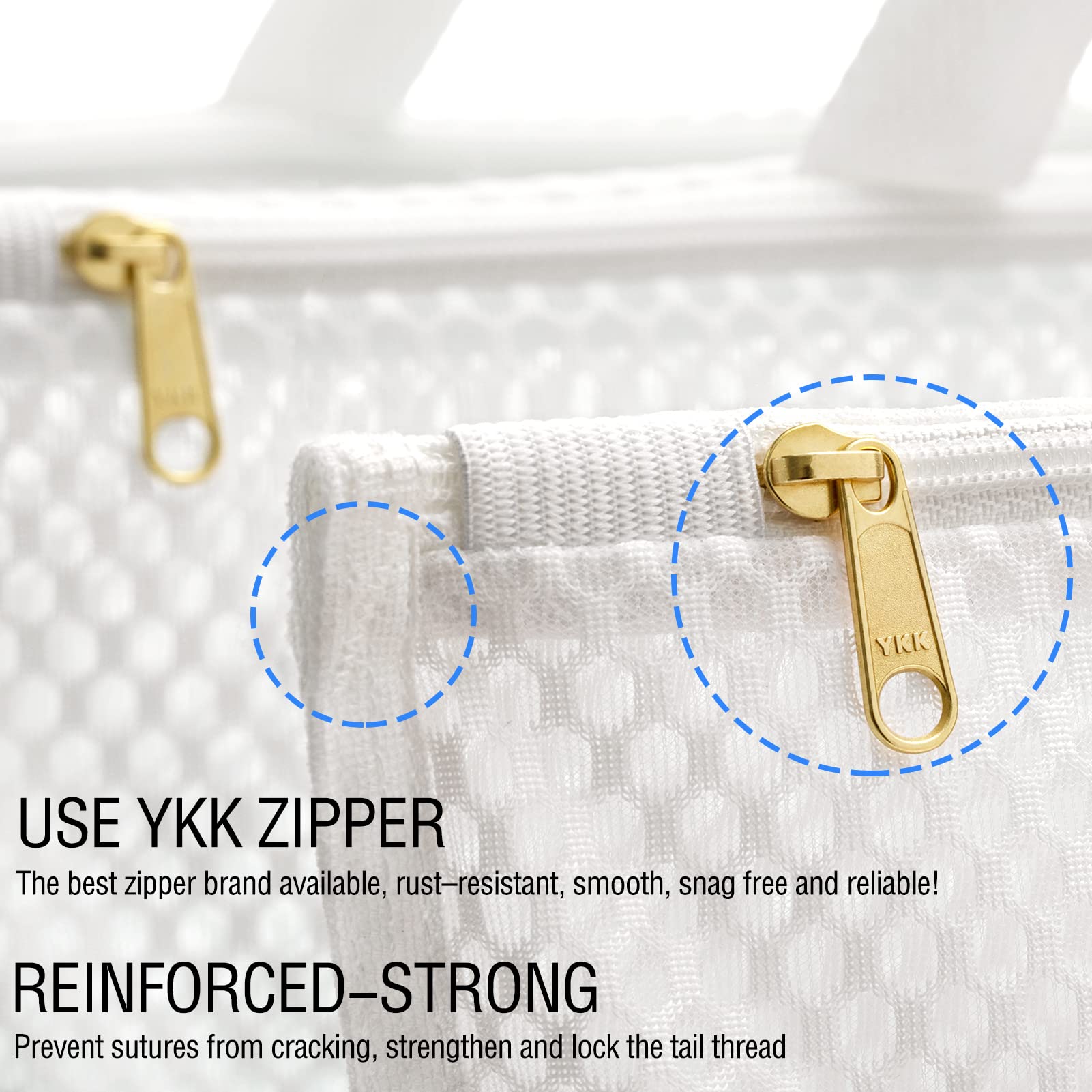 TENRAI Mesh Laundry Bags Set of 3 - YKK Zipper Delicates Wash Bags for Underwear, Bras & Socks - Breathable Fine Mesh Tote for Travel, Gym & Bathroom Organization
