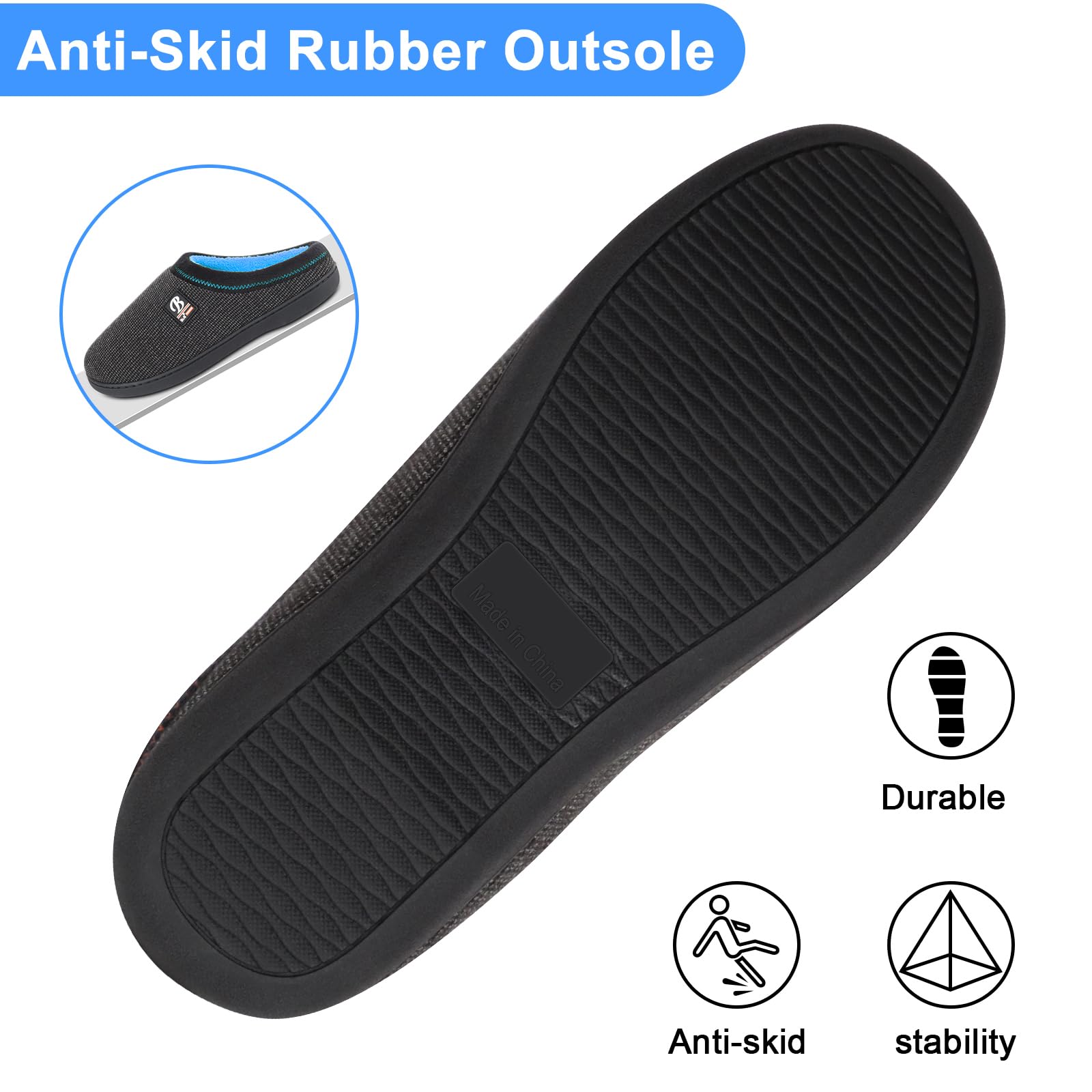 BIAL Men's Memory Foam Slippers with Anti-Slip Sole - Comfortable House Shoes for Indoor, Outdoor & Bedroom Use - Perfect for Lounging, Relaxing at Home and Quick Outdoor Errands