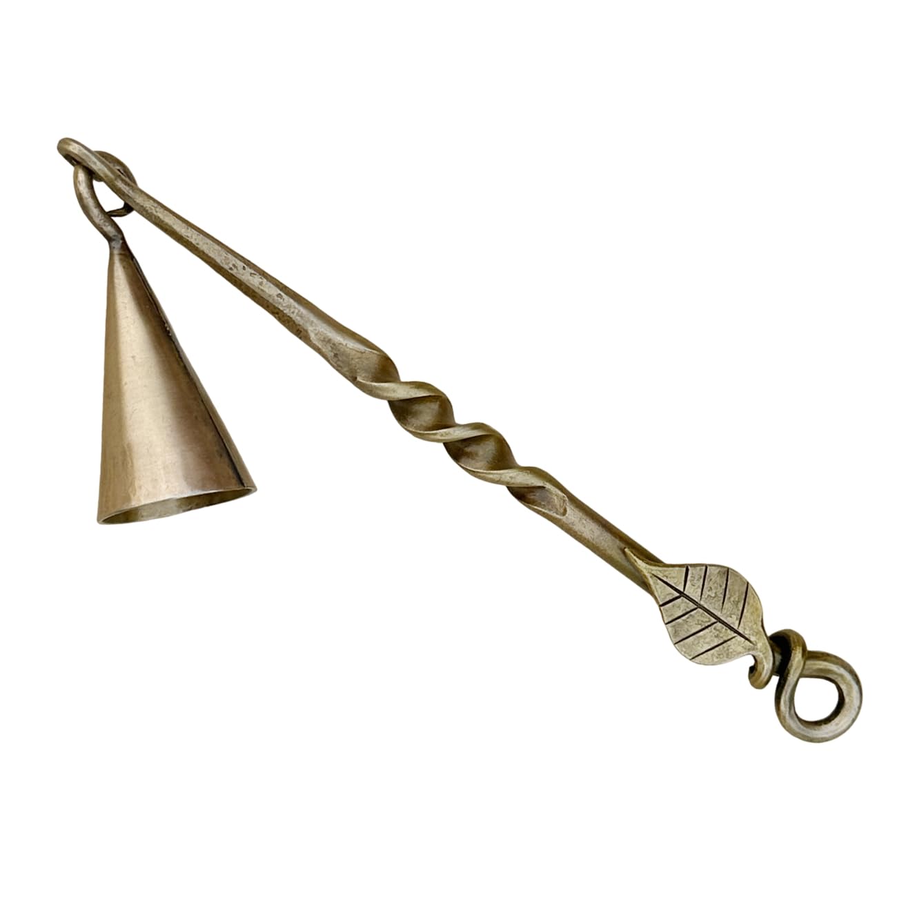 Hand-Forged Medieval Leaf Candle Snuffer - Antique Brass Finish Iron Candle Extinguisher - Perfect Gift for Candle Lovers - Classic Wick Candlesnuffer for Home Decor, Romantic Dinners & Relaxing Spa Nights