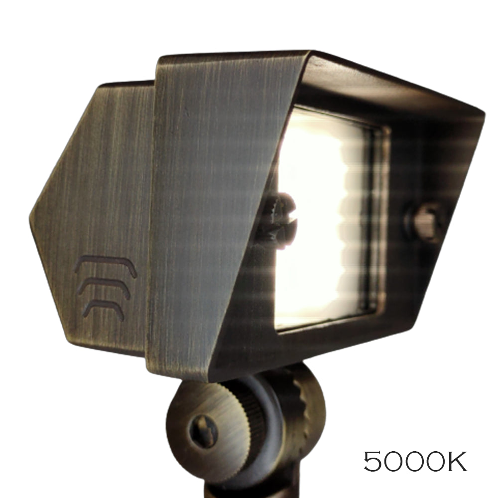 FPBCC04 Cast Brass 3CCT Adjustable 2W 7W Rectangular Built-In LED Flood Light - Low Voltage Outdoor Lighting Fixture for Garden, Pathway, and Landscape Illumination