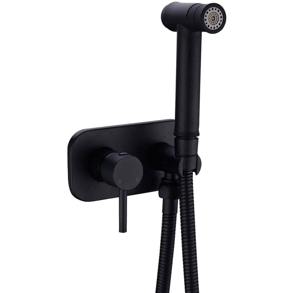2-Function Handheld Bidet Sprayer - Hot & Cold Water Concealed Toilet Spray Set with Wall Mounted Manual Shower Mixer (Black) - Perfect for Bathroom Hygiene & Comfort