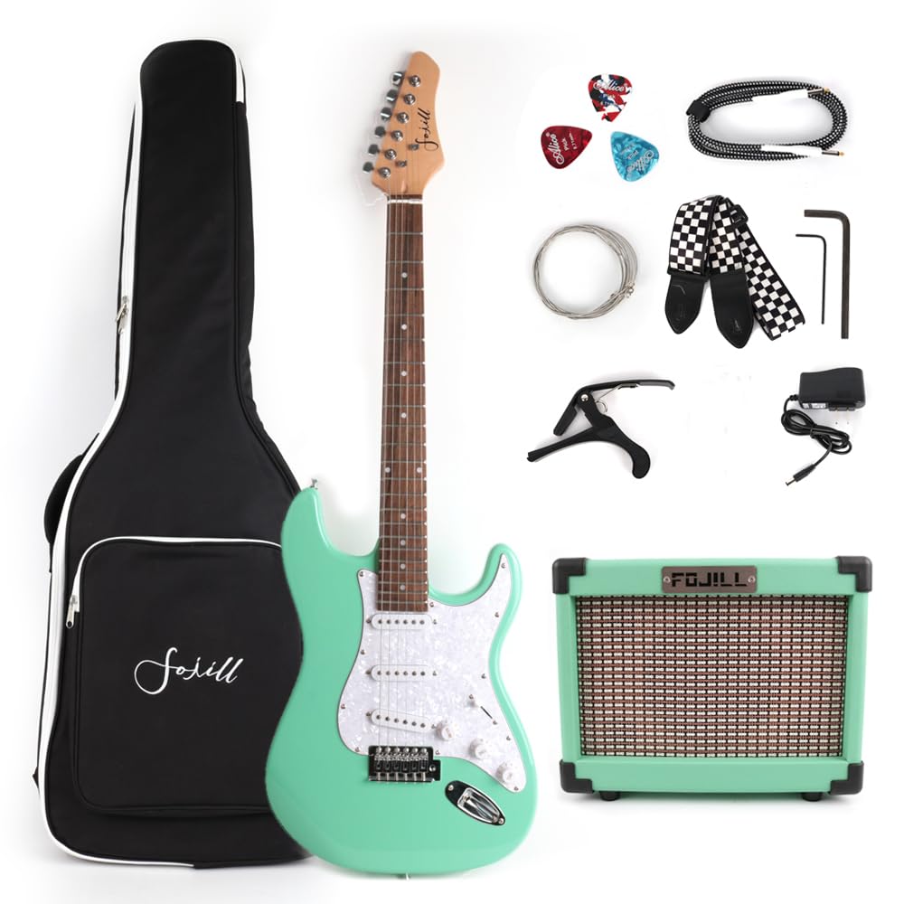 Full Size Electric Guitar Beginner Kit with Amplifier, 600D Gig Bag, Picks, Cable, Strap & Extra Strings - Complete Starter Package for Adults & Teens (FSTS-30, STGR) | Perfect for Home Practice, Live Performances & Music Lessons