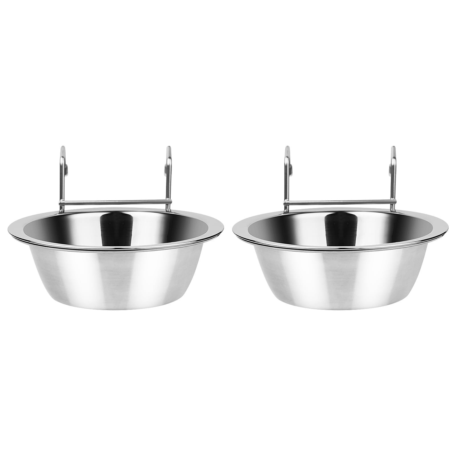 2PCS Stainless Steel No Spill Hanging Dog Bowls - 7.5oz Pet Food & Water Feeder for Kennel, Crate, Cage (Indoor/Outdoor Use) - Perfect for Small Dogs & Puppies During Travel, Training, or Daily Feeding