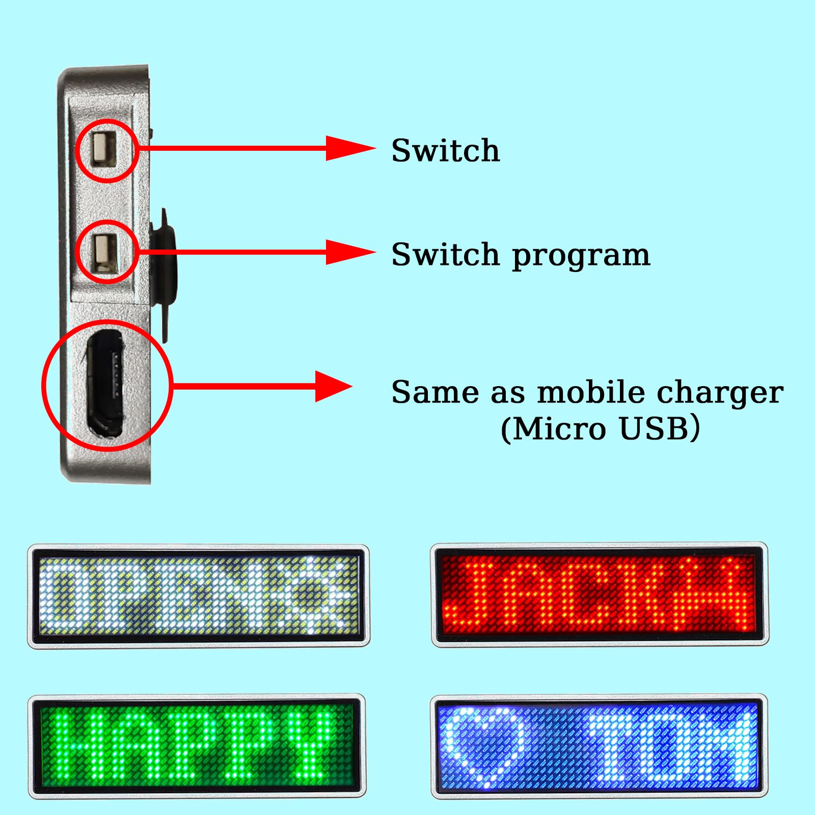 LED Scrolling Name Badge - Customizable Light Up Name Tag with Message Board (Pink) - Perfect for Conferences, Events, and Professional Networking