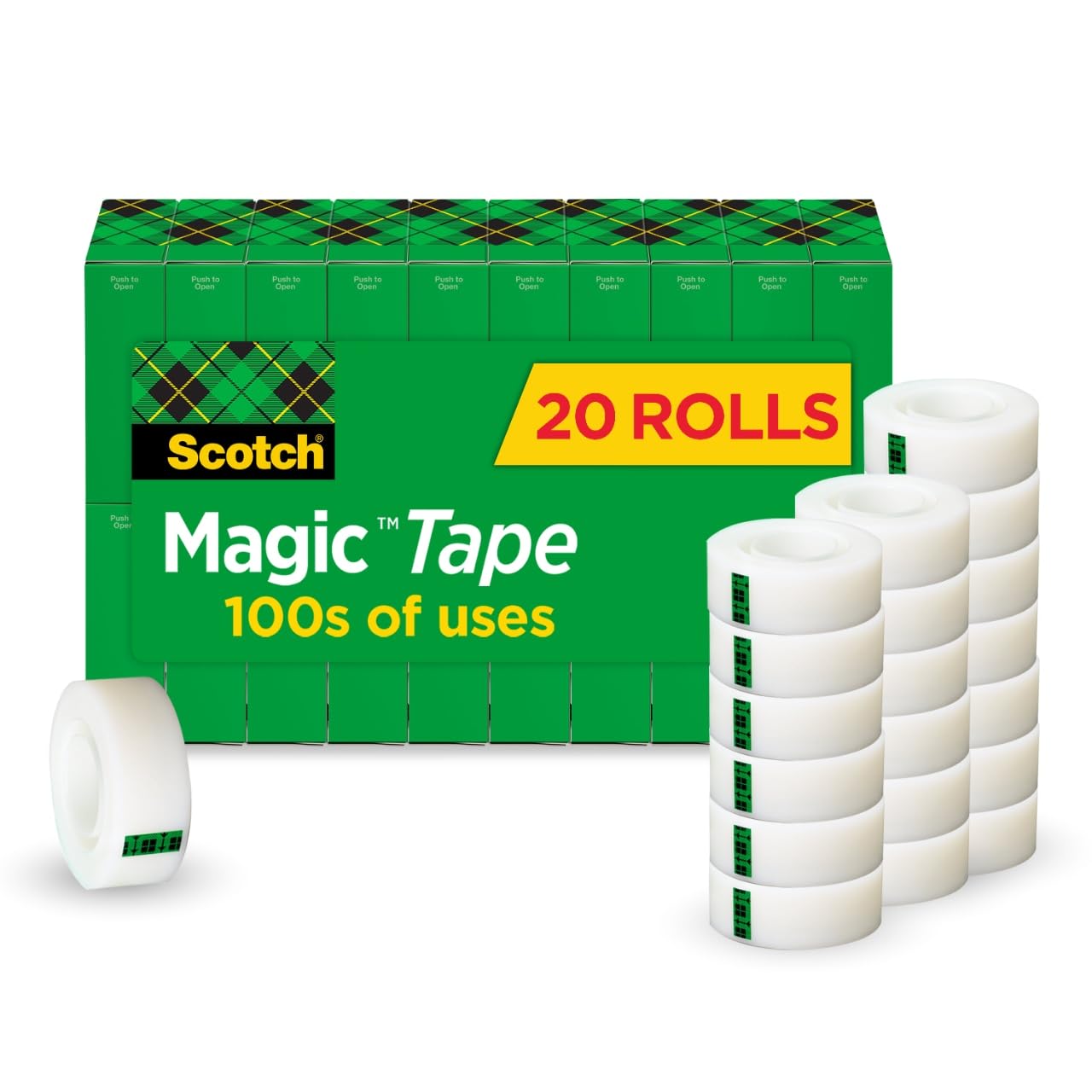 Scotch Magic Tape - 20 Rolls of Invisible Adhesive Tape for Home Office, School, College & Classroom Supplies - Perfect for Crafts, Gift Wrapping & Document Repair