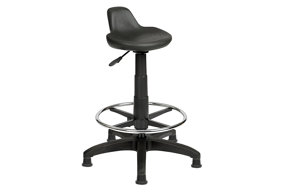 Ergonomic Adjustable Height Sit Stand Drafting Stool with Comfortable Seat Lip - Perfect for Home Office, Studio Work & Architectural Drafting Tables