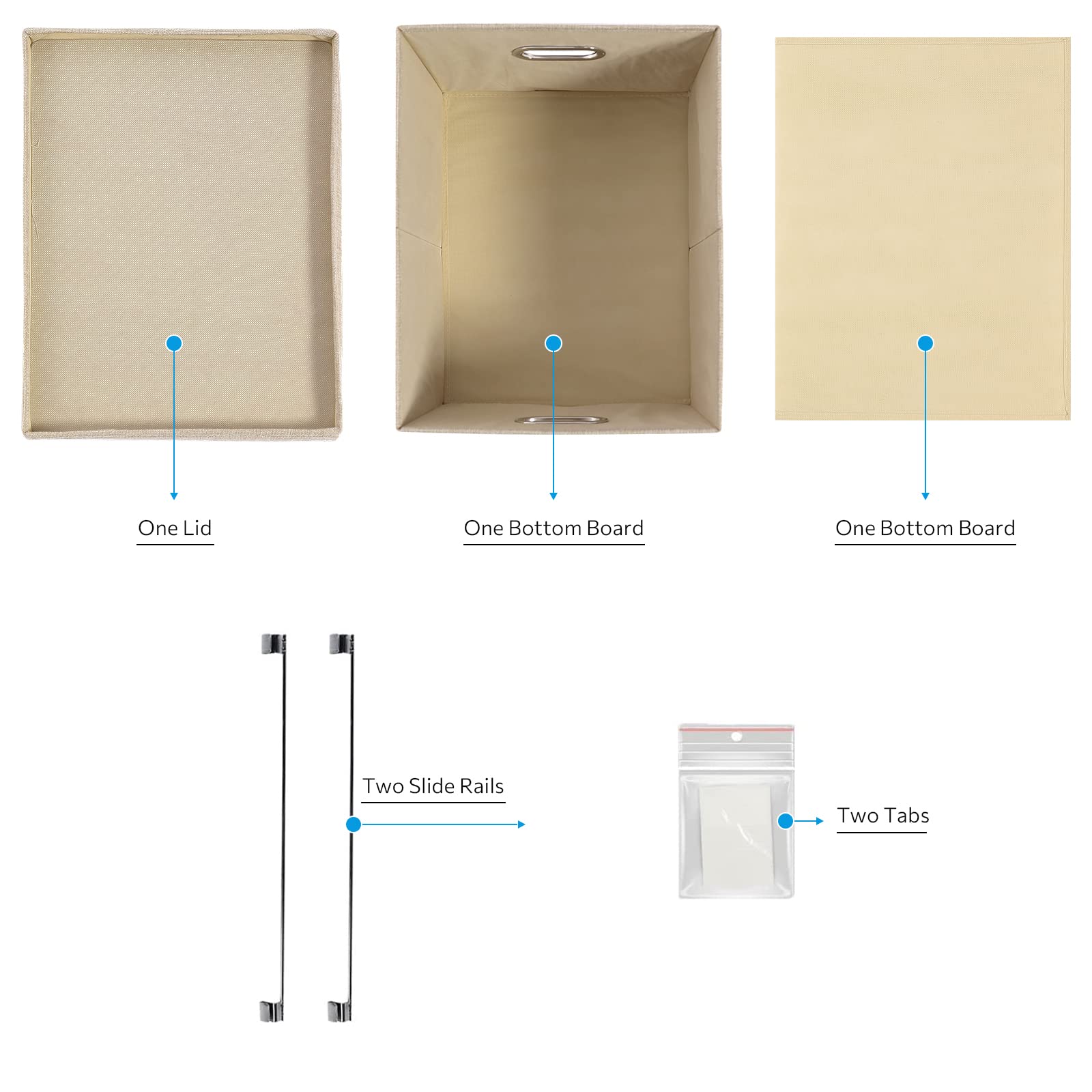 Collapsible File Organizer Storage Box with Lids - Durable Hanging Document Organizer for Office & Home - Easy Slide Design - Beige - Perfect for Desk Organization, Paper Storage & Home Office Filing