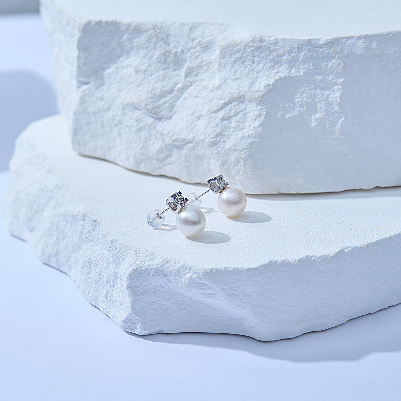18K Solid Gold Diamond & Top Grade Freshwater Pearl Earrings for Women - Luxury Gift for Anniversary, Wedding, Birthday | KE00273