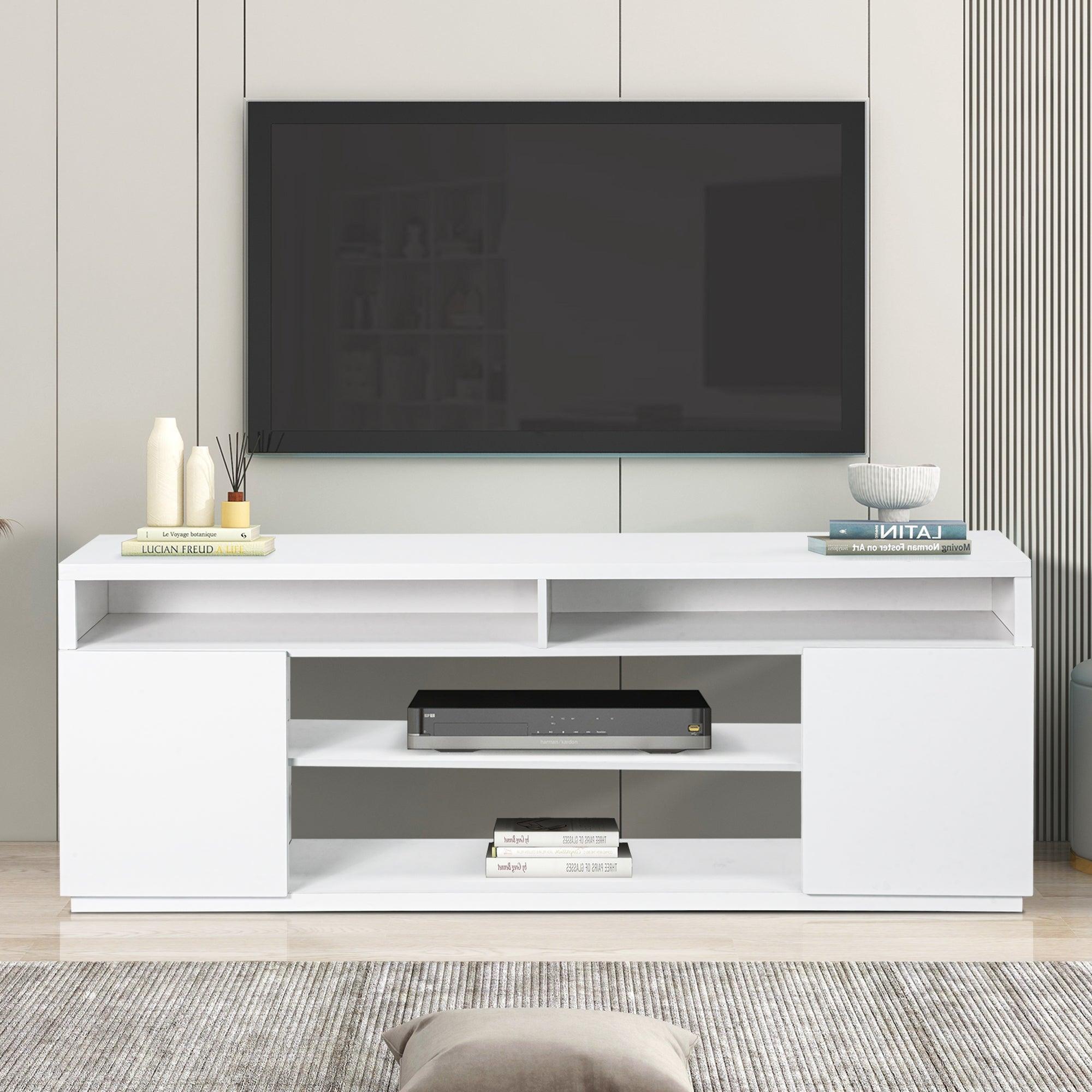 68 Inch Modern TV Stand with LED Lights - Sturdy Media Console for Living Room, Entertainment Center, Home Theater Setup & Gaming Room Decor