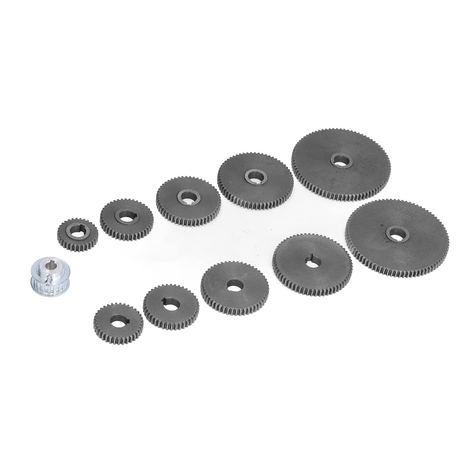 11pcs HT250 Grey Iron Lathe Gear Set - T80 T60 T50 T40 T35 T30 Cutting Machine Tool Gear with 17 Teeth Motor Pulley for Micro Lathe & Metal Cutting | Perfect for DIY Metalworking, Small Part Machining & Workshop Projects