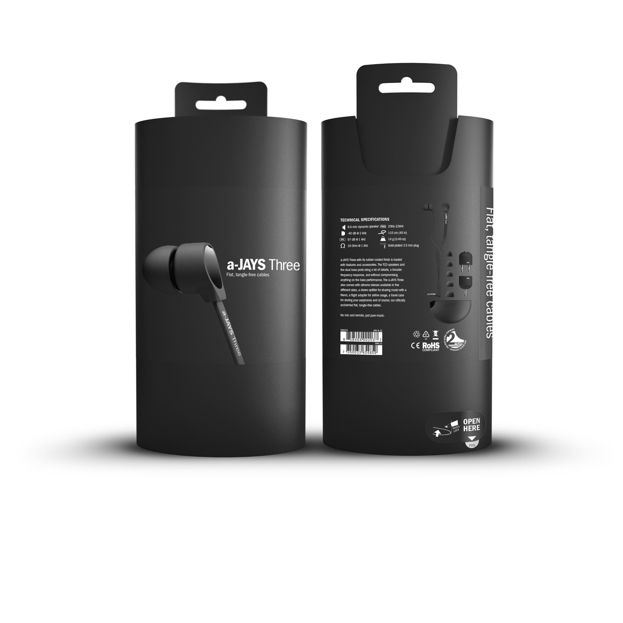 JAYS Three Wireless Earbuds - Bluetooth 5.0 in-Ear Headphones with Noise Cancellation, 24H Playtime, IPX7 Waterproof for Running, Gym, Workout & Travel