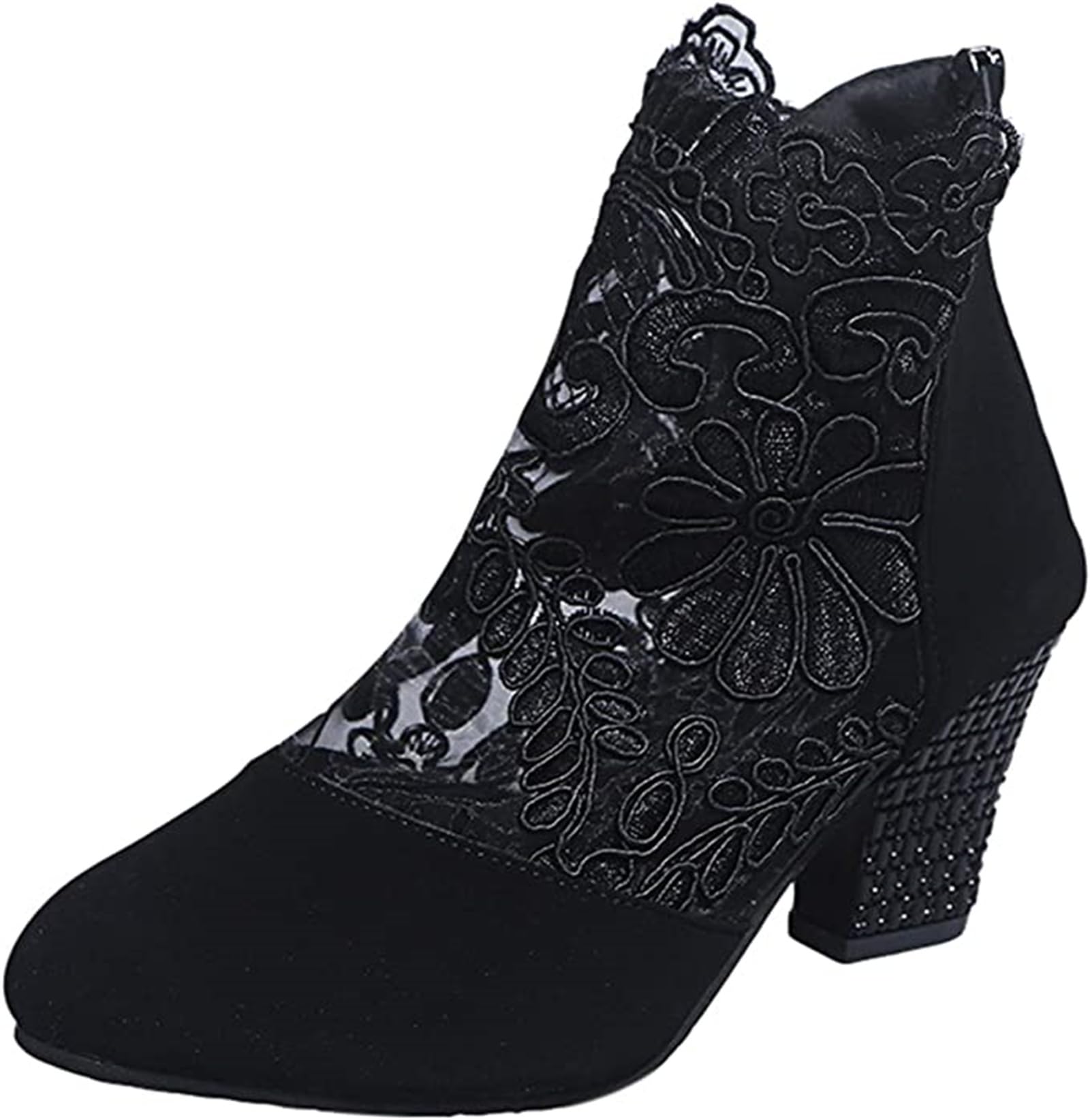 Lausiuoe Women's Ankle Boots - Dressy Chunky Heel Cowboy Western Booties with Side Zipper, Wide Width Available | Perfect for Country Rides, Night Out & Casual Wear