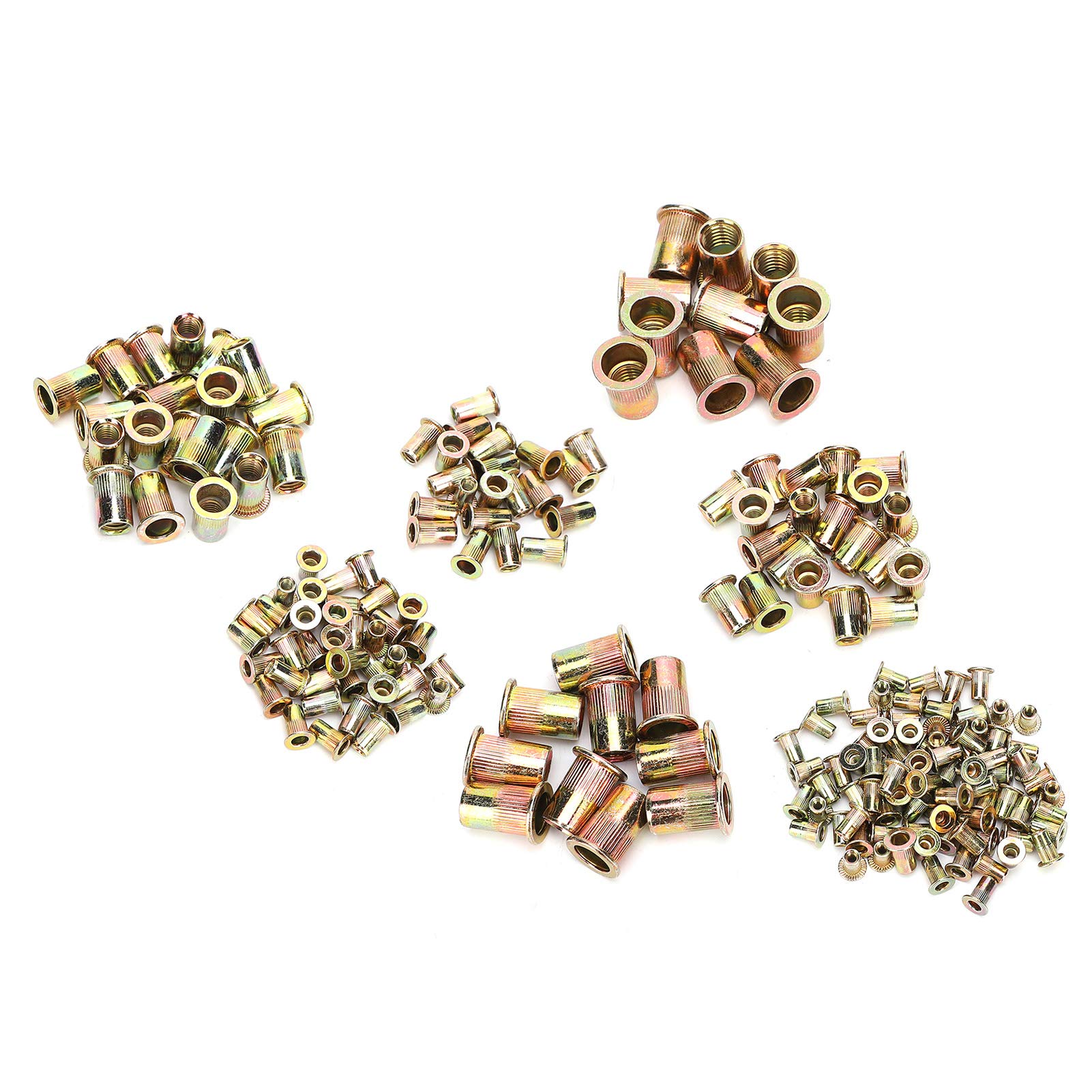 Premium Rivet Nuts Set - M3/4/5/6/8/10/12 Threaded Insert Nutserts for Metal Plates & Pipes - Zinc Plated Fastener Hardware - Perfect for Automotive, HVAC, and DIY Metal Fabrication Projects