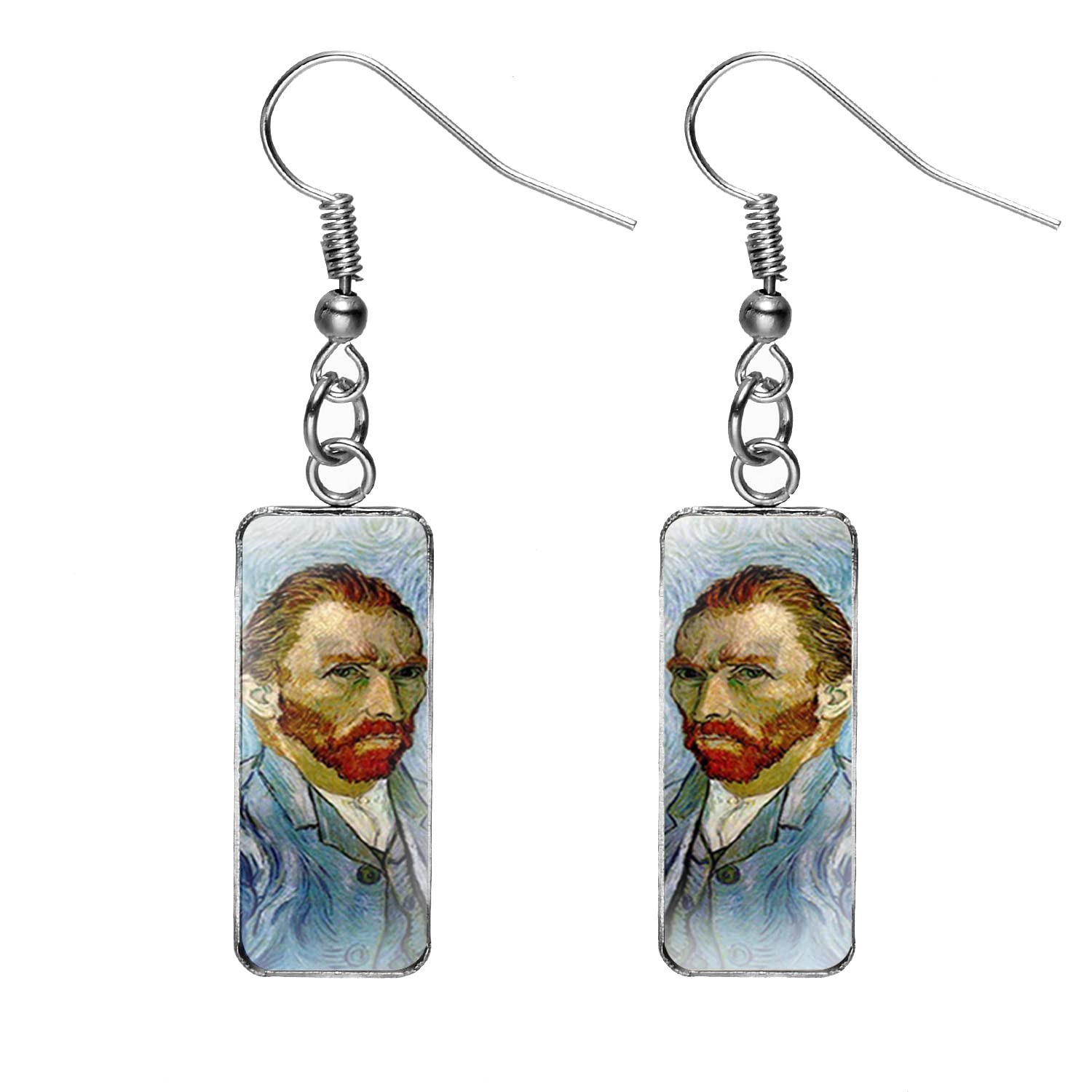 Van Gogh Starry Night & Sunflower Dangle Earrings - Abstract Art Glass Drop Earrings for Women | Trendy Bohemian Jewelry Gift for Art Lovers | Perfect for Date Night, Gallery Visits & Special Occasions