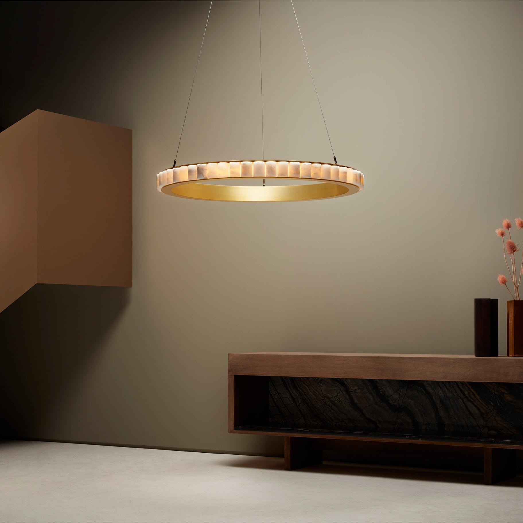 Alabaster Avalon Halo Chandelier - Modern Crystal Ceiling Light Fixture for Dining Room, Bedroom & Living Room Decor