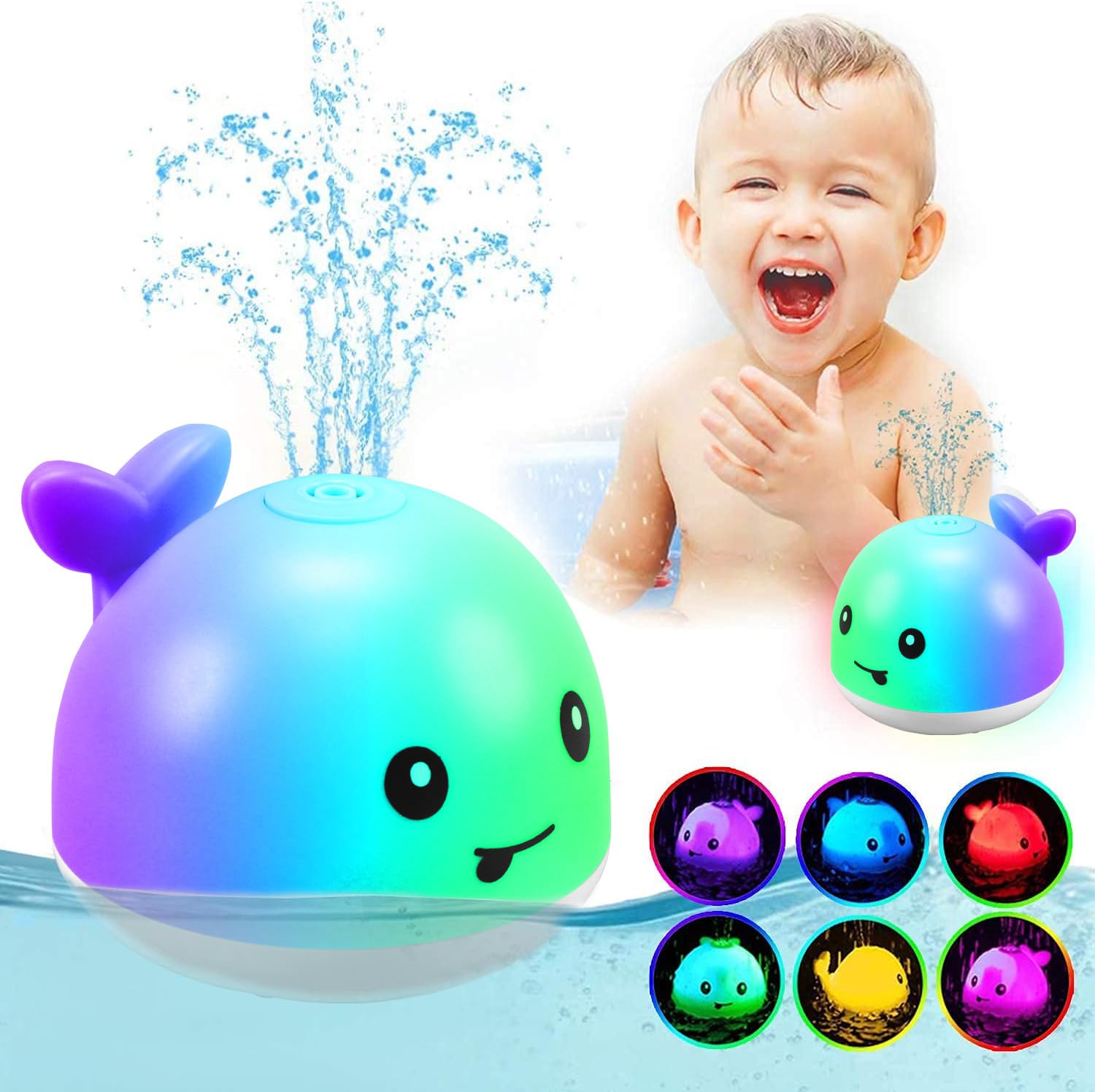 Zhenduo Whale Spray Water Bath Toy - Fun Baby Bath Toys for Toddlers, Kids, Boys & Girls - Bathtub Shower & Pool Water Play Toy (White) - Perfect for Bath Time, Outdoor Play & Summer Water Activities