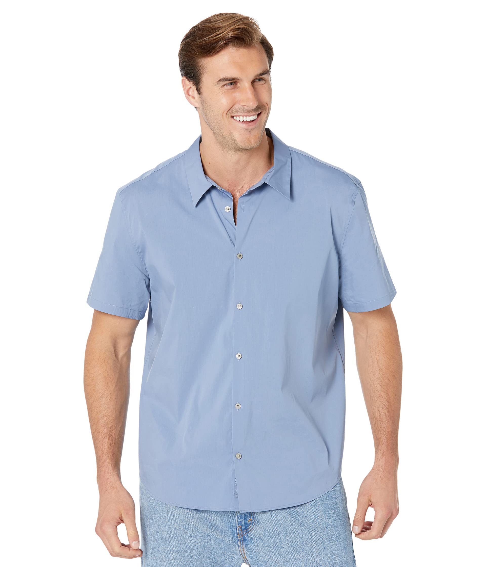 Calvin Klein Men's Short Sleeve Woven Shirt - Casual Button Down Top for Business & Everyday Wear | Perfect for Office, Date Night & Summer Outings