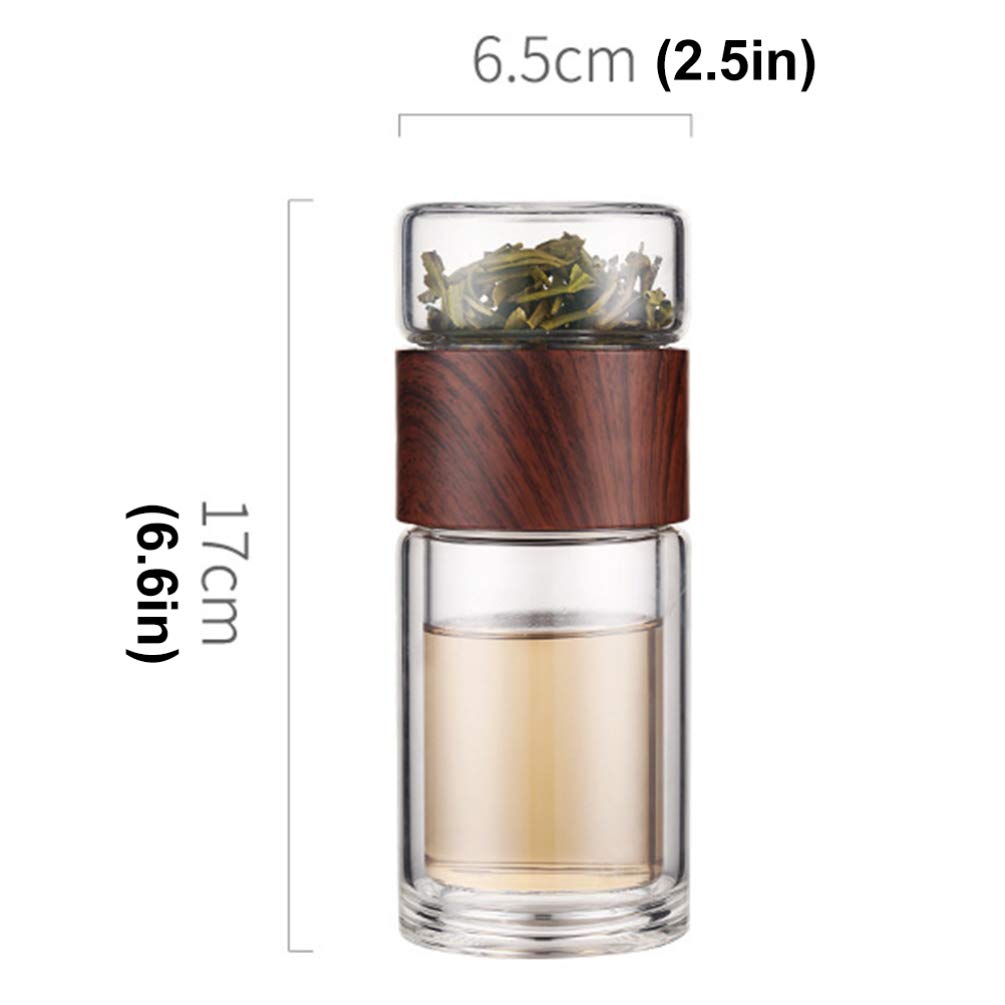 Hemoton Double Wall Tea Bottle with Infuser - Leakproof Travel Mug for Hot/Cold Drinks