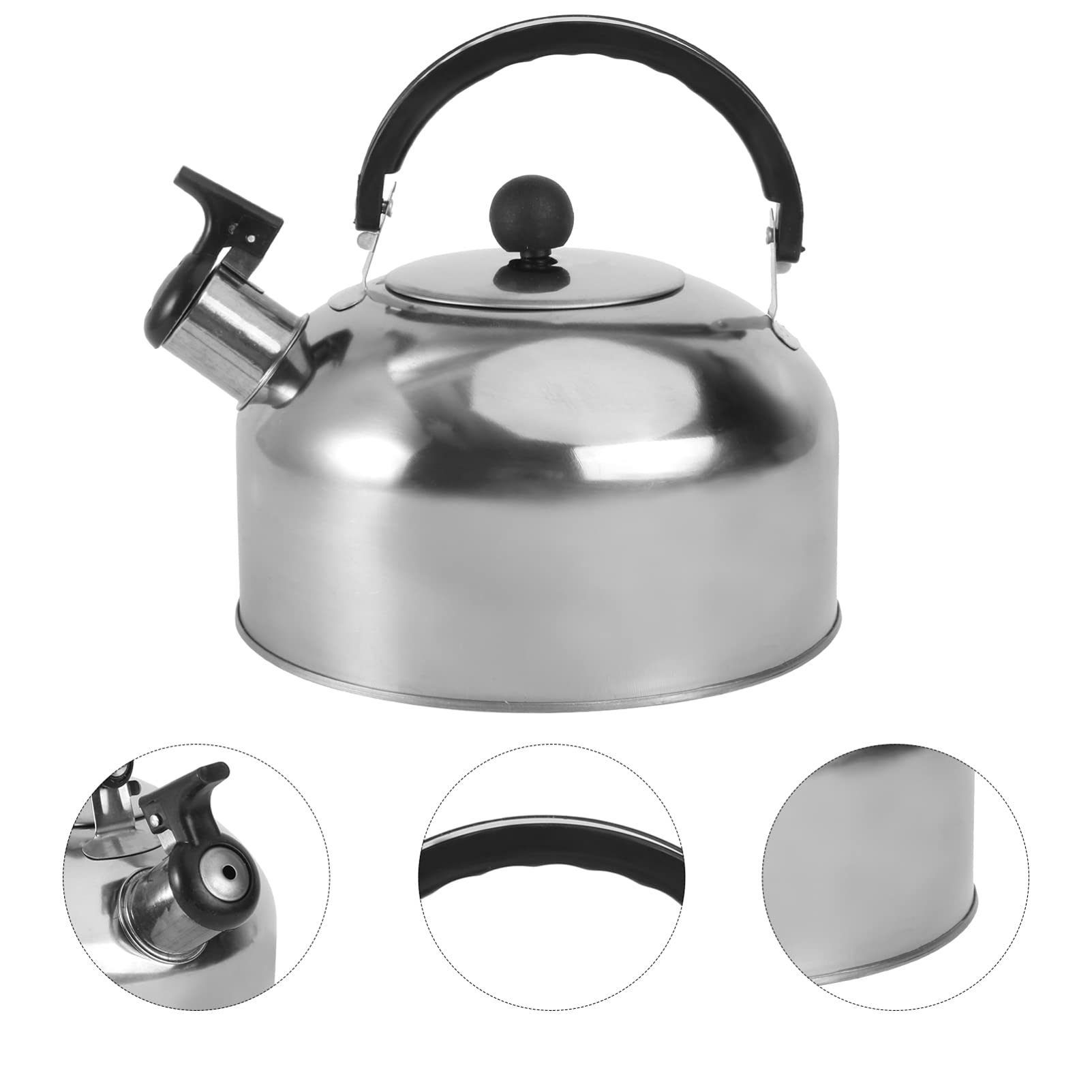 2L Stainless Steel Stovetop Tea Kettle - Flat Bottom Water Boiler for Gas & Electric Stoves - Perfect for Tea Brewing, Coffee Making & Hot Water Dispensing