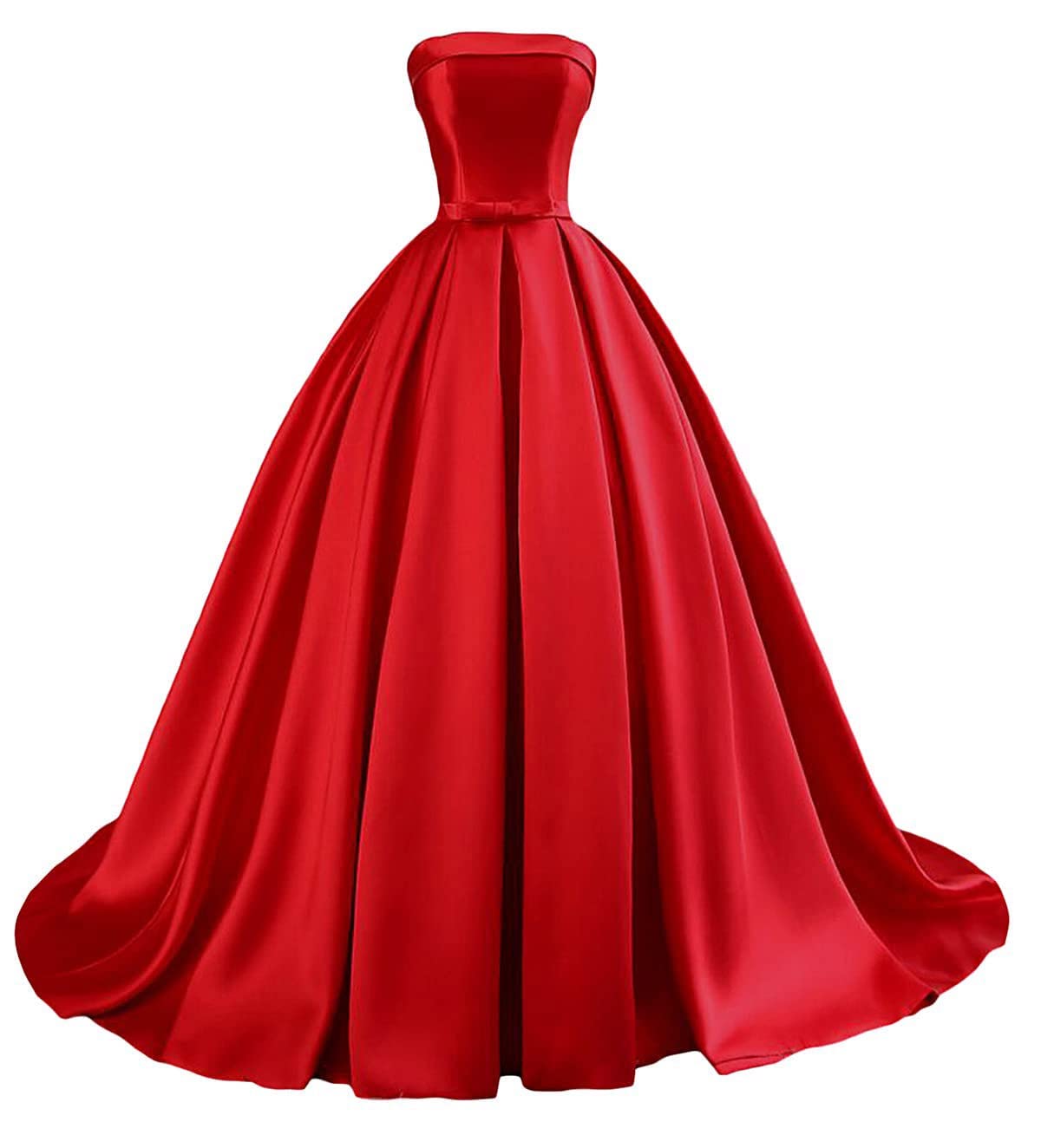 Elegant ROOALOSLEE Women's Strapless Ball Gown Satin Prom Dress - Long Formal Evening Gown for Homecoming, Wedding, Quinceañera & Special Occasions