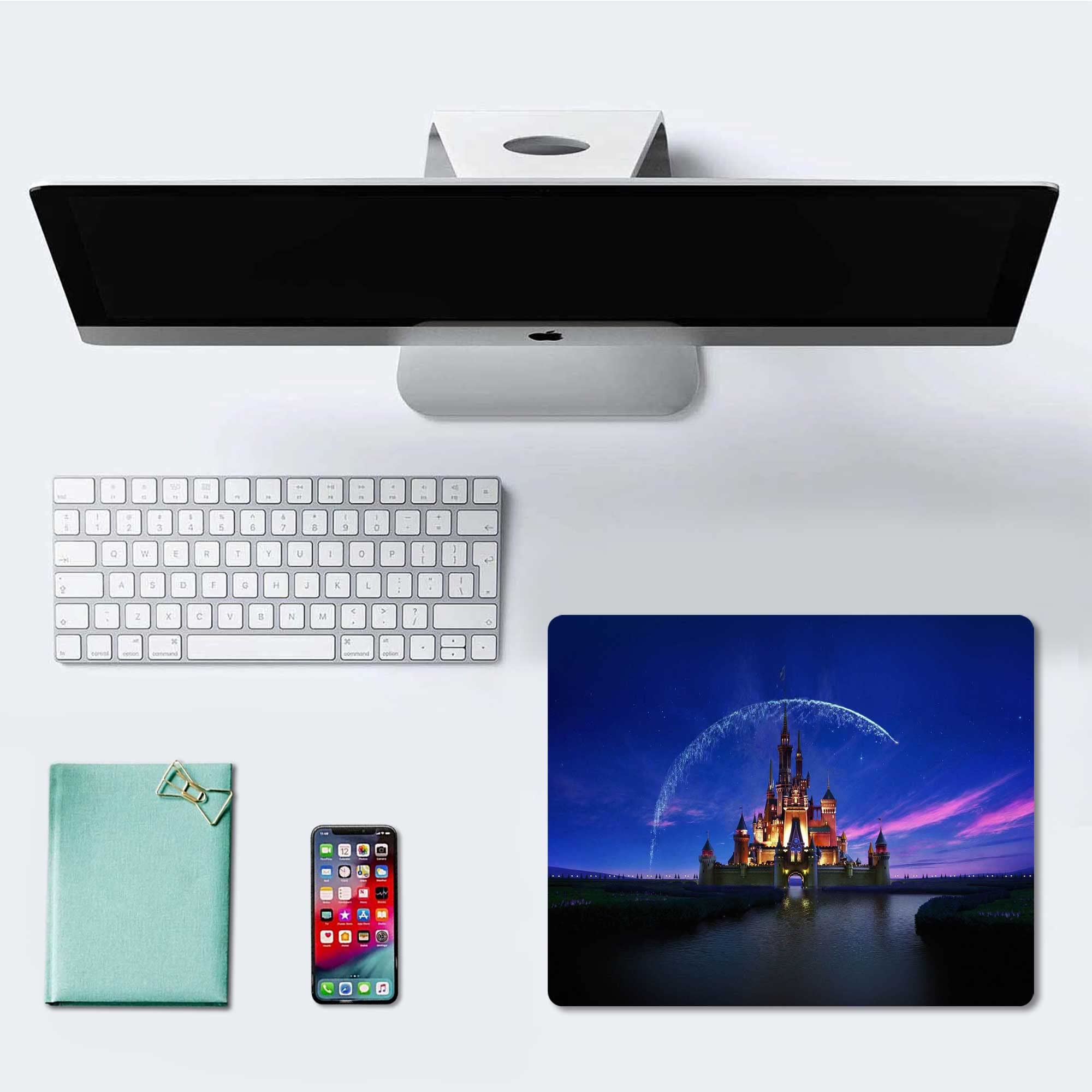Non-Slip Rubber Base Mouse Pad with Castle Fireworks Design - Large Gaming & Office Desk Mat for Laptop, PC, Anime Fans - Perfect for Work, Gaming & Home Office Decor