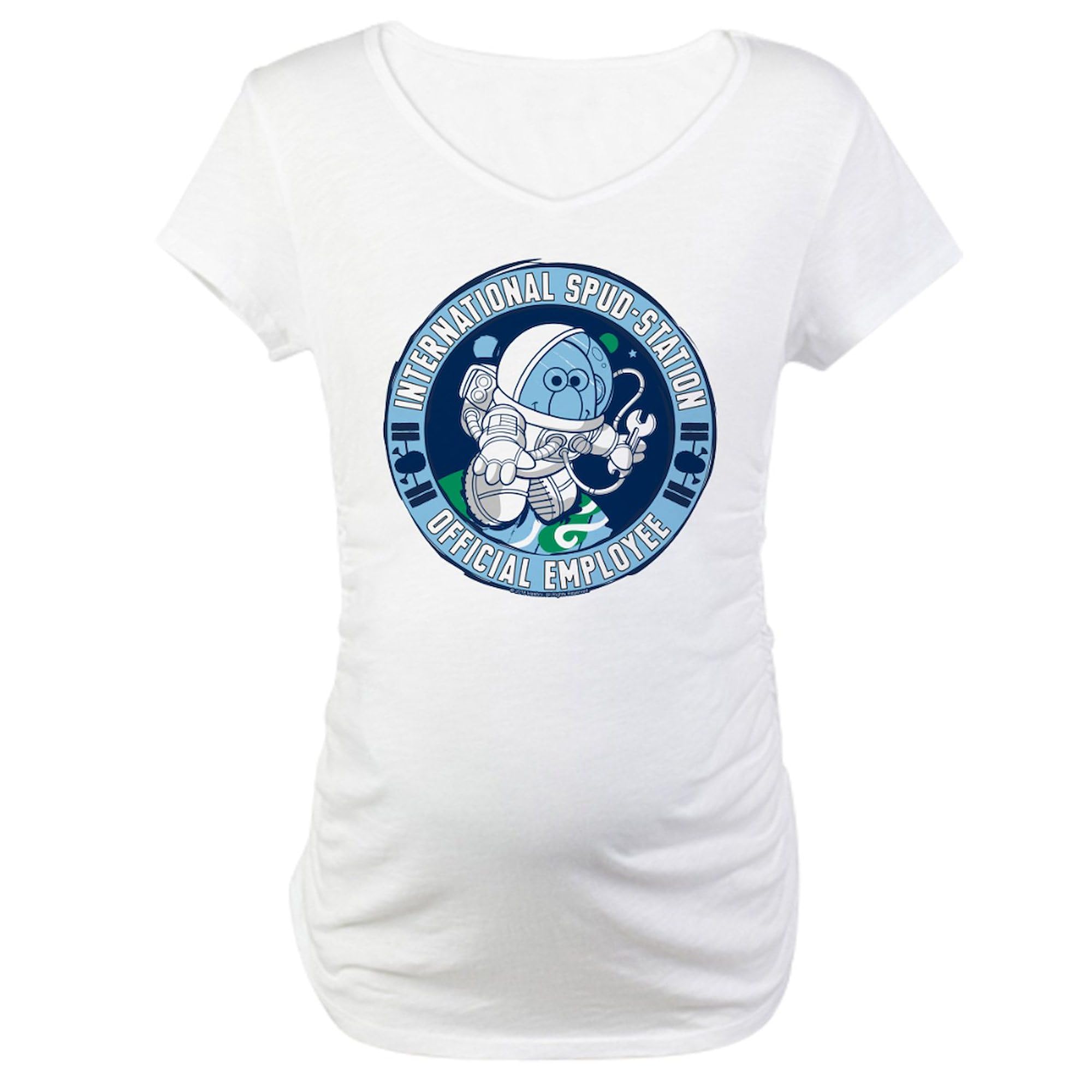 Mr. Potato Head Spud Station Maternity T-Shirt for Women - Stretchy Ruched Side Design - Perfect for Pregnancy Announcements & Baby Showers