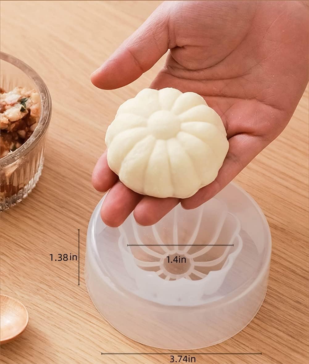 3.7 Inch Baozi Maker Steamer - Dumpling Maker Mold for Handmade Momo & Baozi Buns - 2 Pack Kitchen Cooking Tools & Baking Accessories - Perfect for Asian Cuisine, Home Cooking & Party Food Prep
