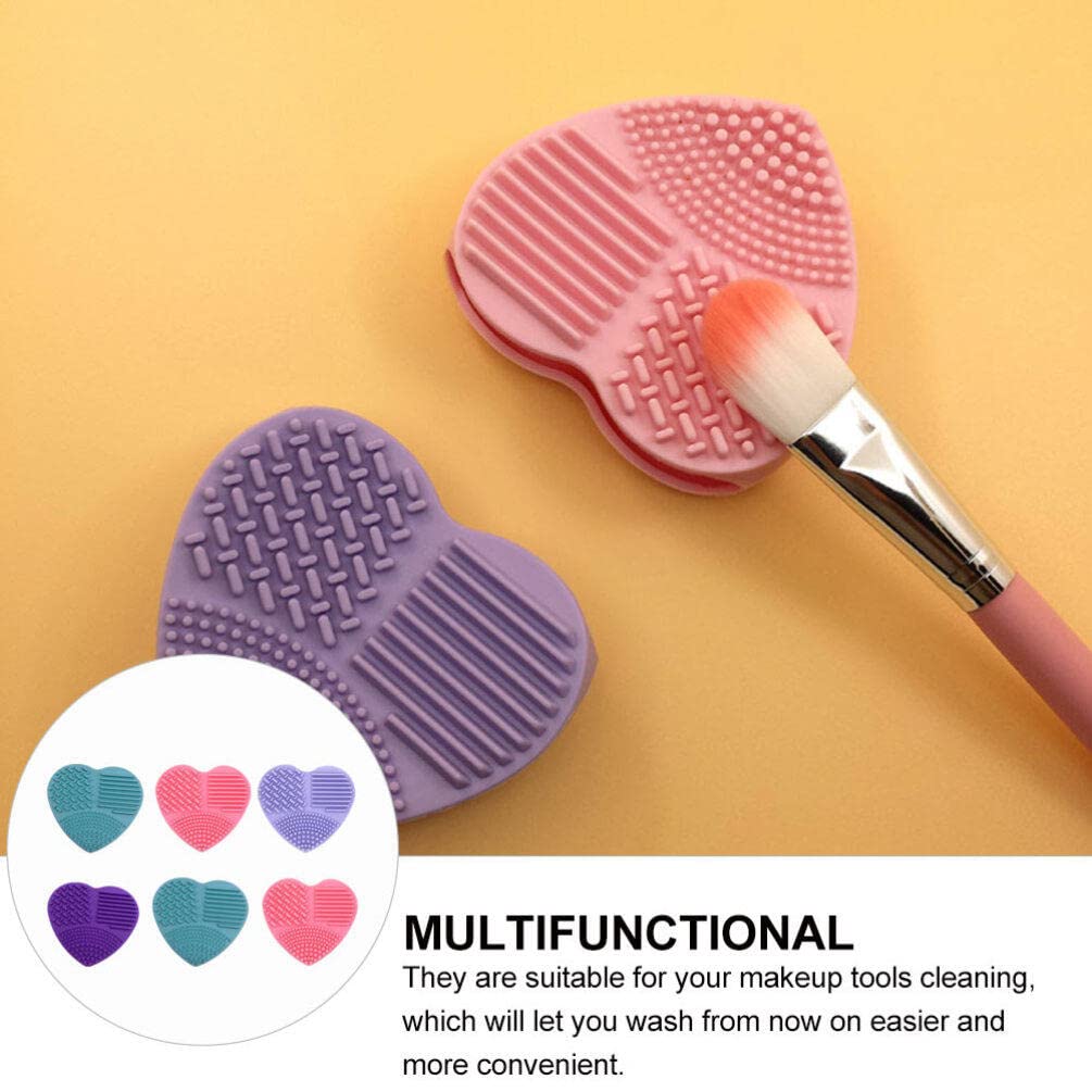 EXCLUZO Silicone Makeup Brush Cleaning Mat - 6Pcs Colorful Washing Scrubber Pad for Cosmetics Tools | Perfect for Professional Artists & Home Beauty Care