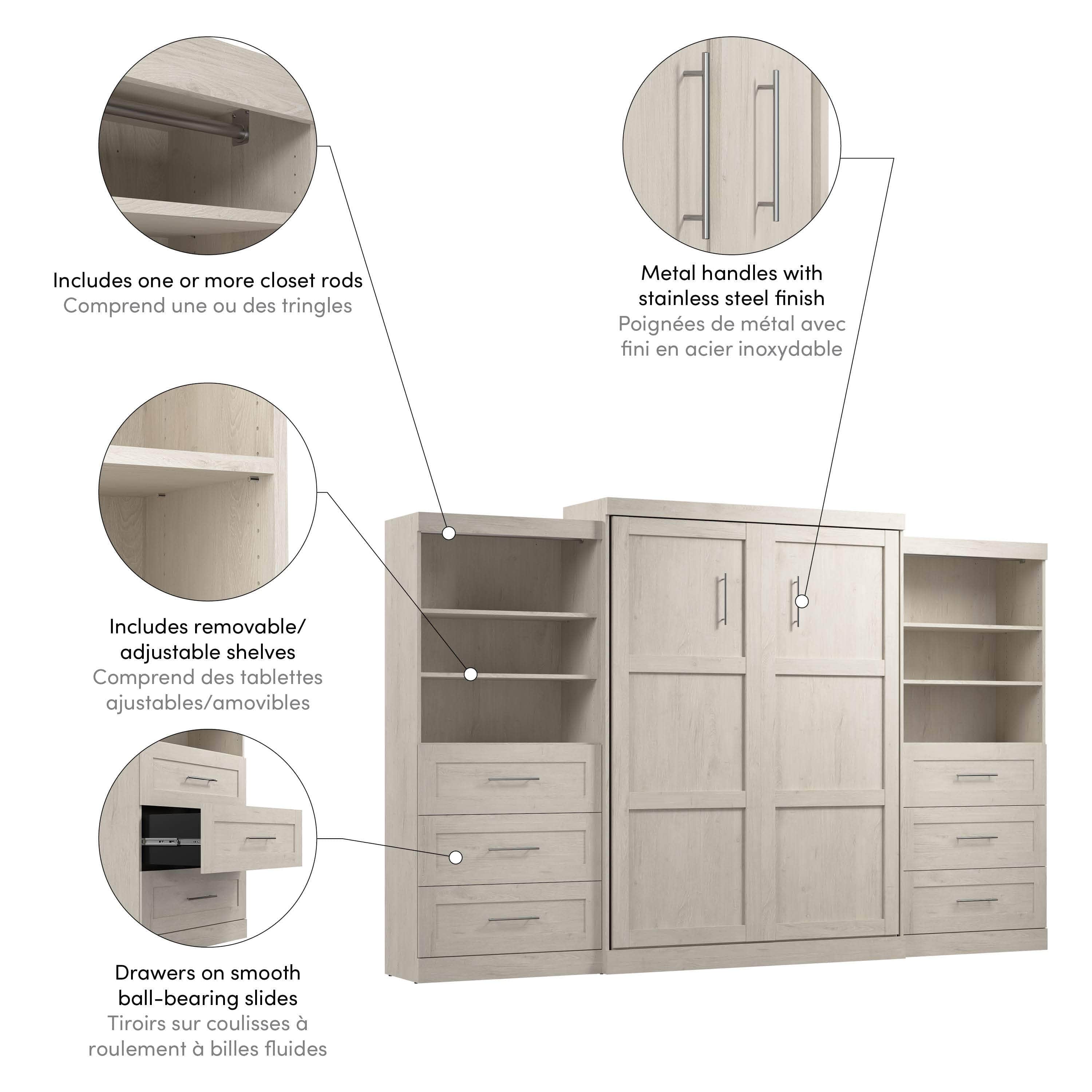 Pur Queen Murphy Wall Bed with 2 Storage Drawers - Space Saving Fold Down Bed (136 Inch) in 6 Colors | Perfect for Small Apartments, Guest Rooms & Home Offices