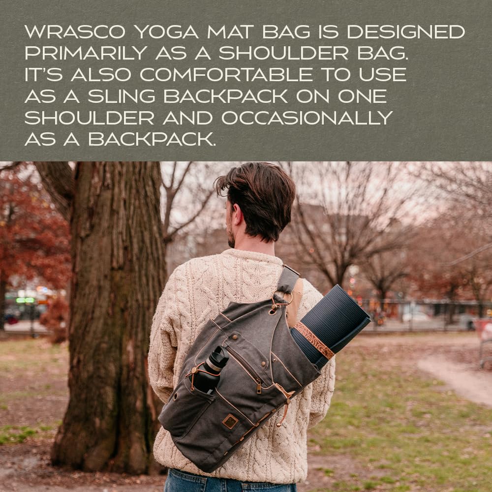 Premium Large Yoga Mat Bag - Durable Canvas Yoga Carrier with Pockets for Accessories, Adjustable Backpack Strap - Perfect for Yoga, Pilates, Gym & Travel