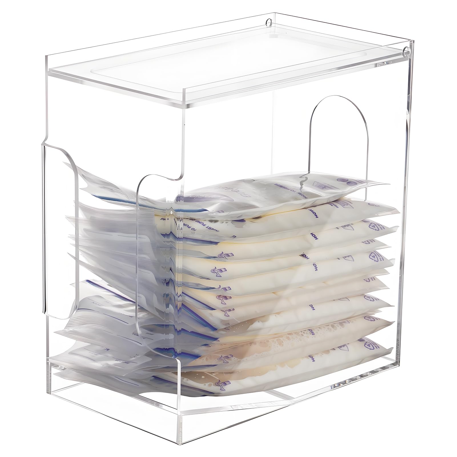 **Acrylic Freezer Organizer for Breastmilk Storage Bags – Clear FIFO Container with Tray for Freezing & Organizing Breast Milk – Perfect for Breastfeeding Moms & Daycare Storage**